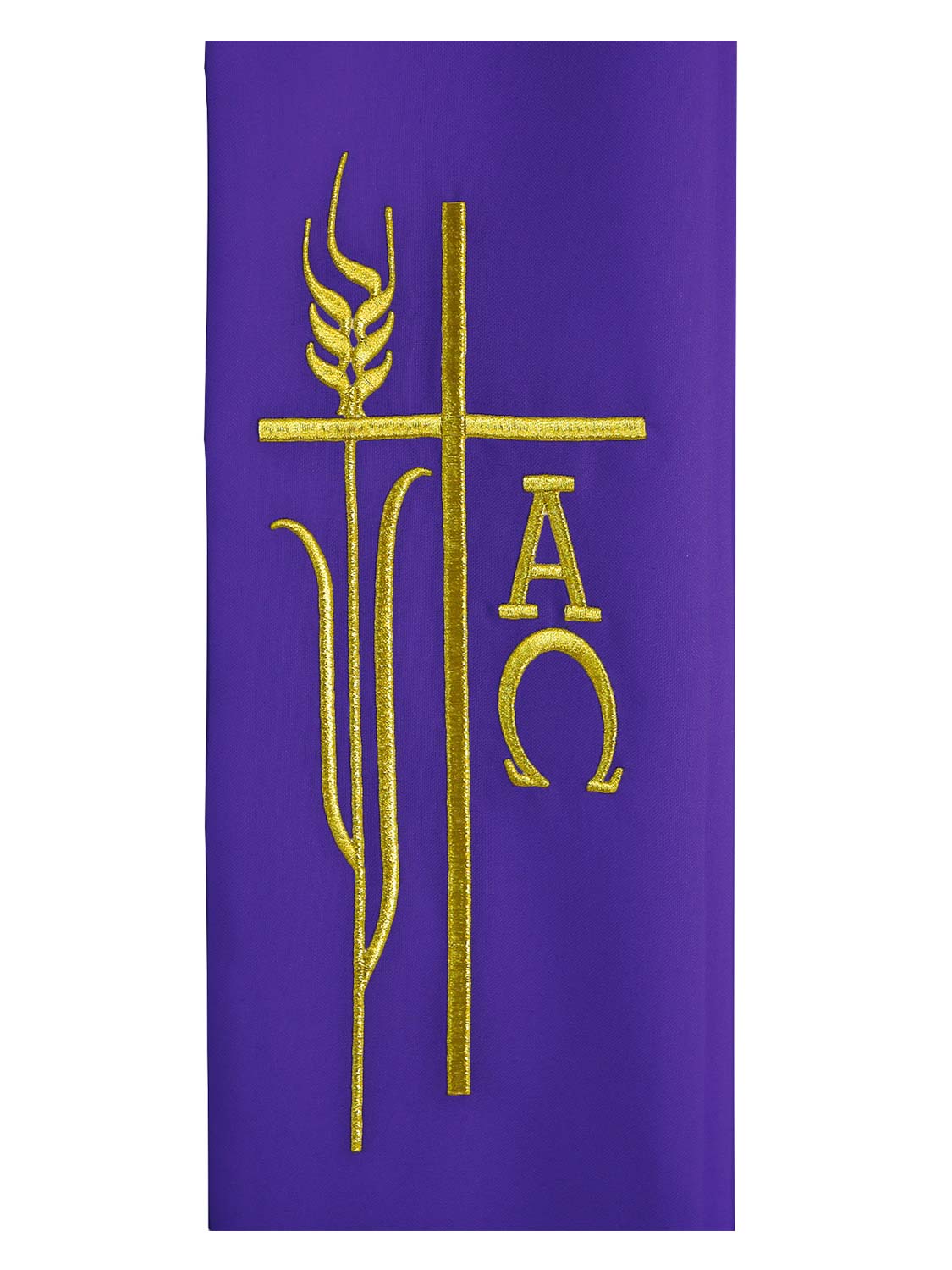 Clerical Overlay Stole with Alpha Omega Wheat Embroidery - 4 Colors Available