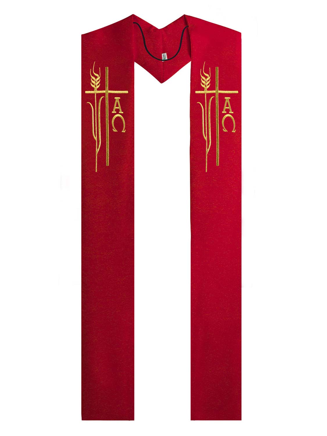 Clerical Overlay Stole with Alpha Omega Wheat Embroidery - 4 Colors Available