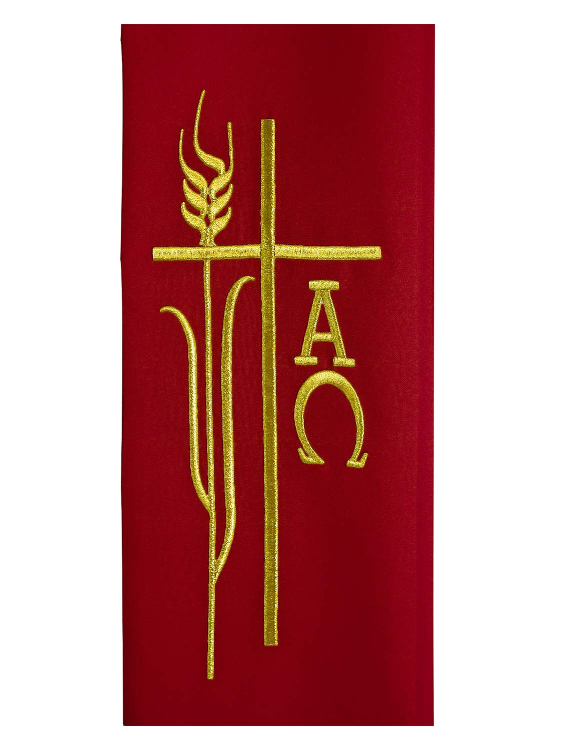 Clerical Overlay Stole with Alpha Omega Wheat Embroidery - 4 Colors Available