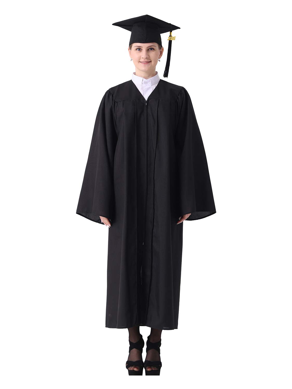Matte High School Graduation Cap and Gown Set - 12 Colors Available