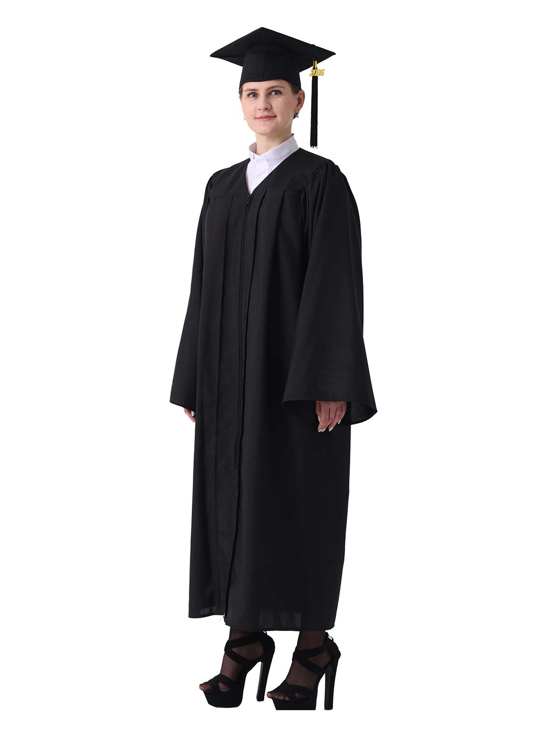 Matte High School Graduation Cap and Gown Set - 12 Colors Available