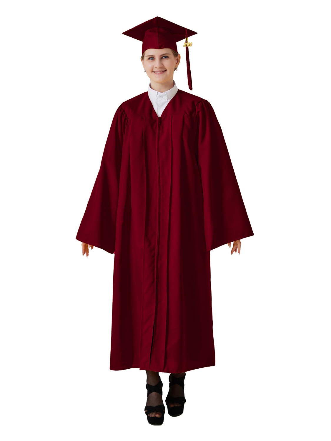 Matte High School Graduation Cap and Gown Set - 12 Colors Available