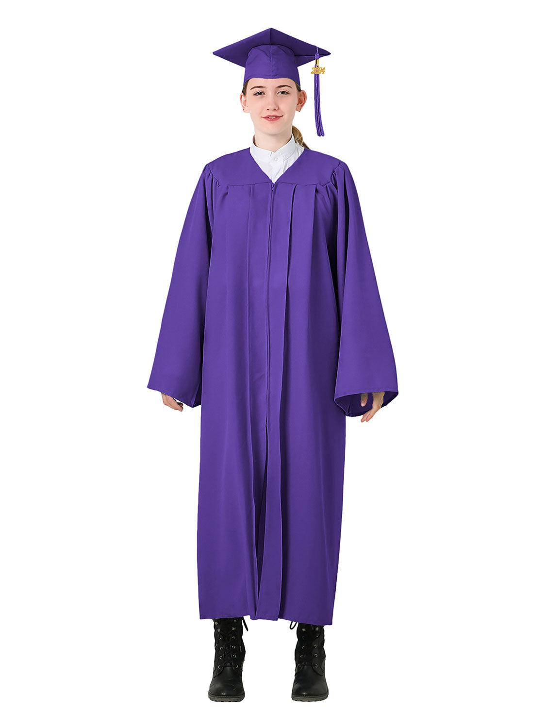 Matte High School Graduation Cap and Gown Set - 12 Colors Available