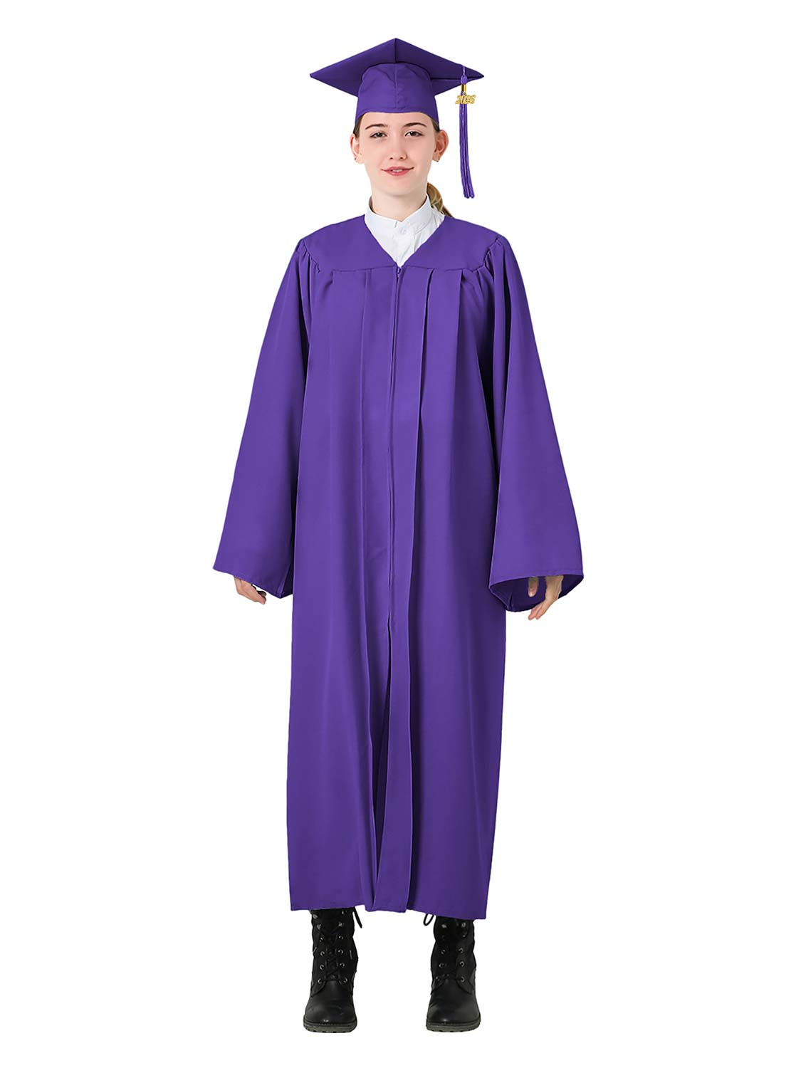 Matte High School Graduation Cap and Gown Set - 12 Colors Available