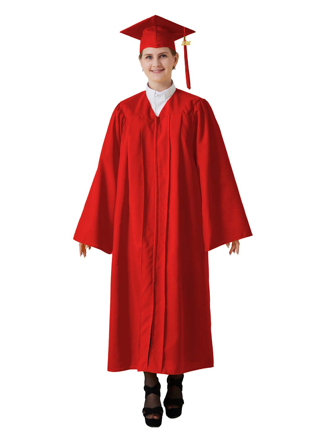 Matte High School Graduation Cap and Gown Set - 12 Colors Available