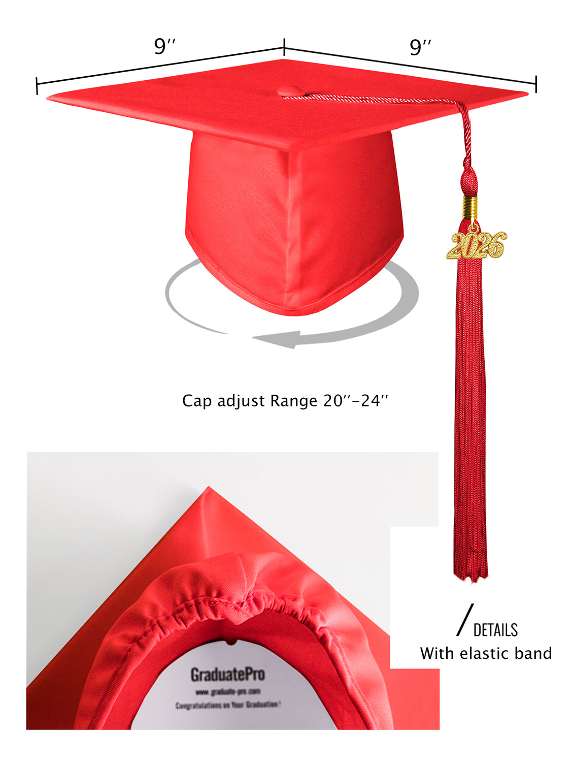 Matte High School Graduation Cap and Gown Set - 12 Colors Available