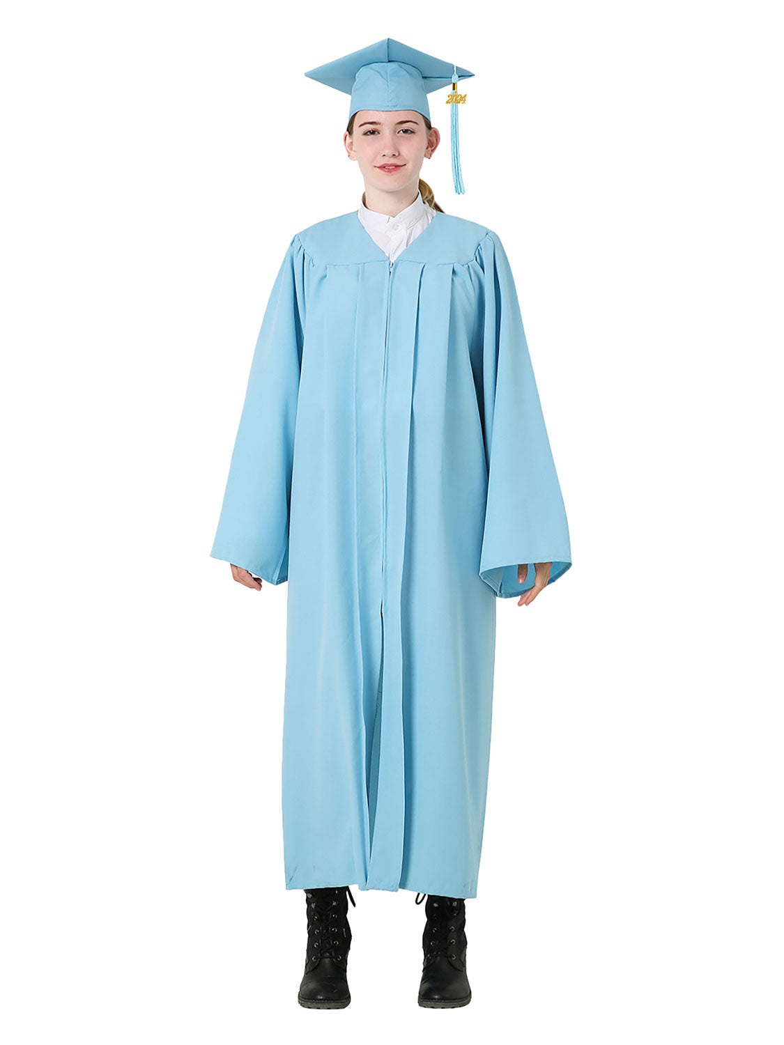 Matte High School Graduation Cap and Gown Set - 12 Colors Available