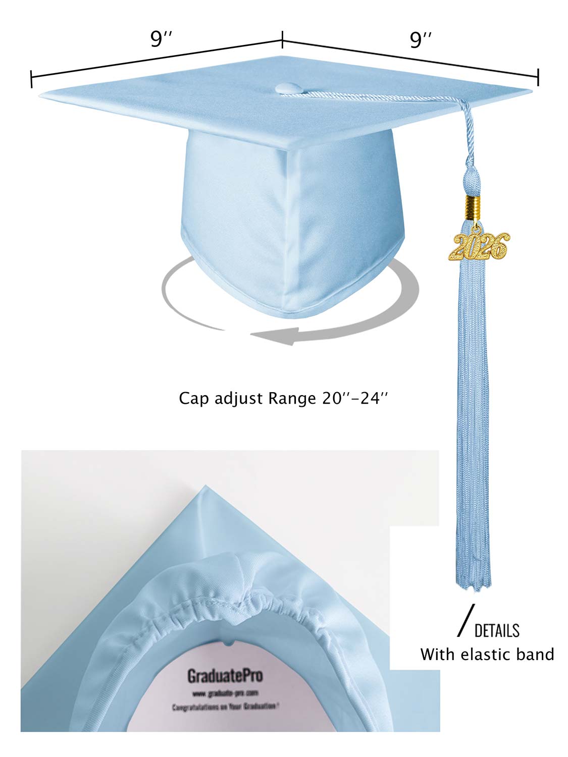 Matte High School Graduation Cap and Gown Set - 12 Colors Available