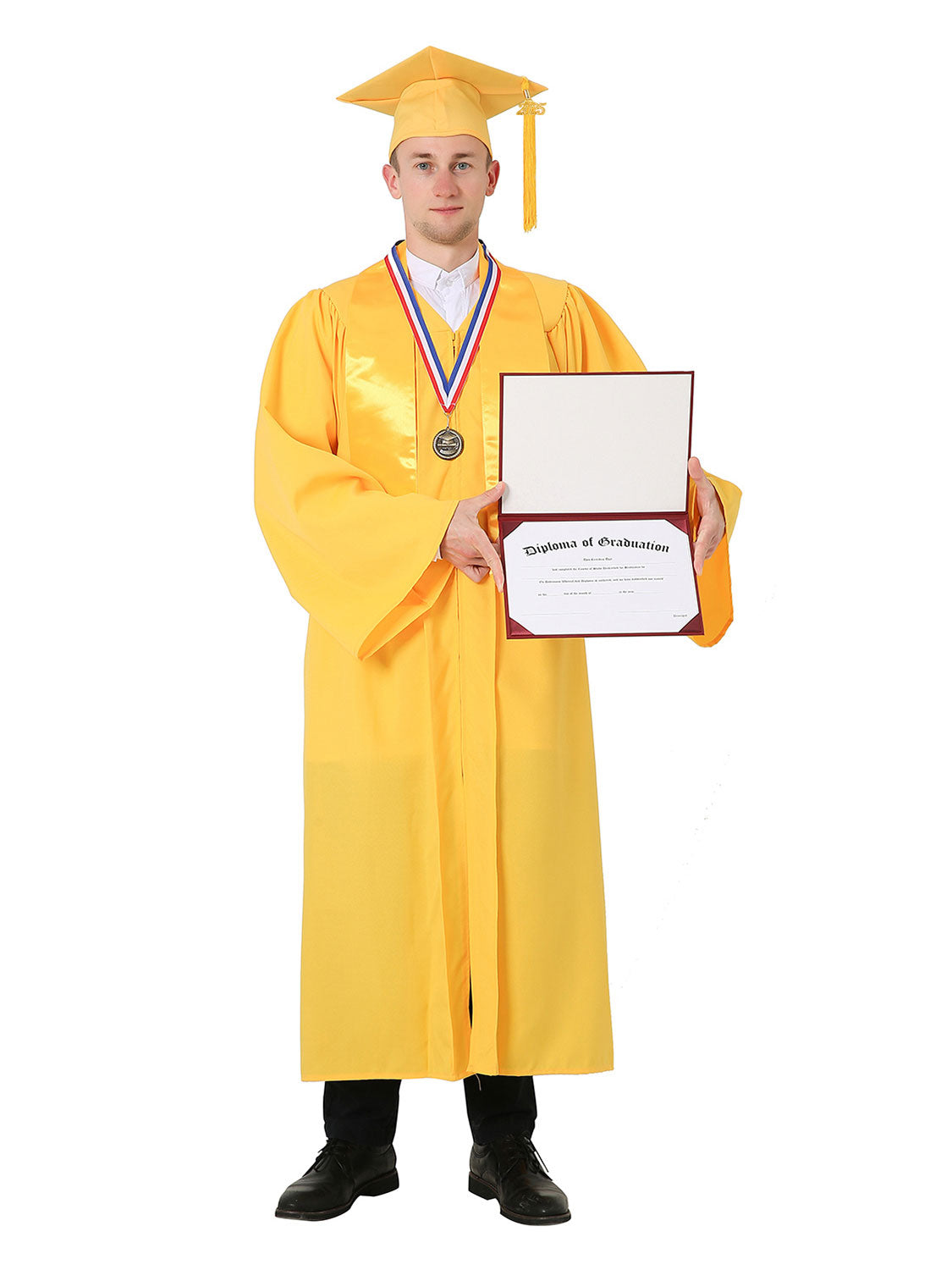 High School Cap, Gown and Stole Set with Diploma Cover, Certificate Paper, and Souvenirs - Multiple Colors Available