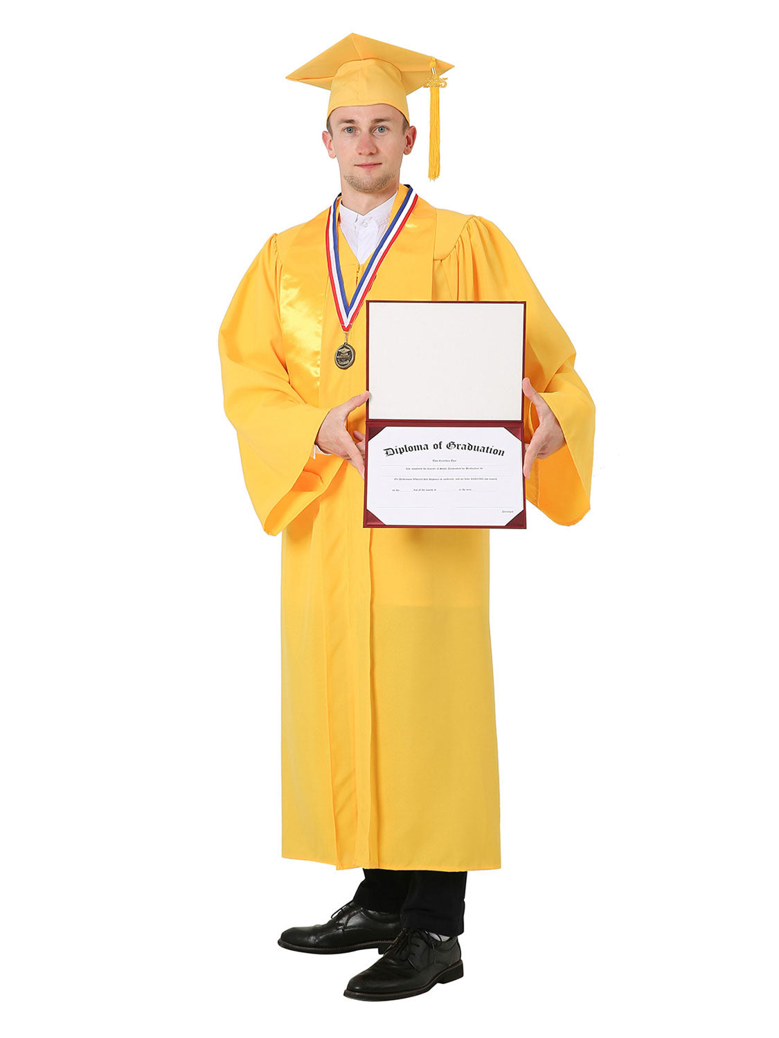 High School Cap, Gown and Stole Set with Diploma Cover, Certificate Paper, and Souvenirs - Multiple Colors Available