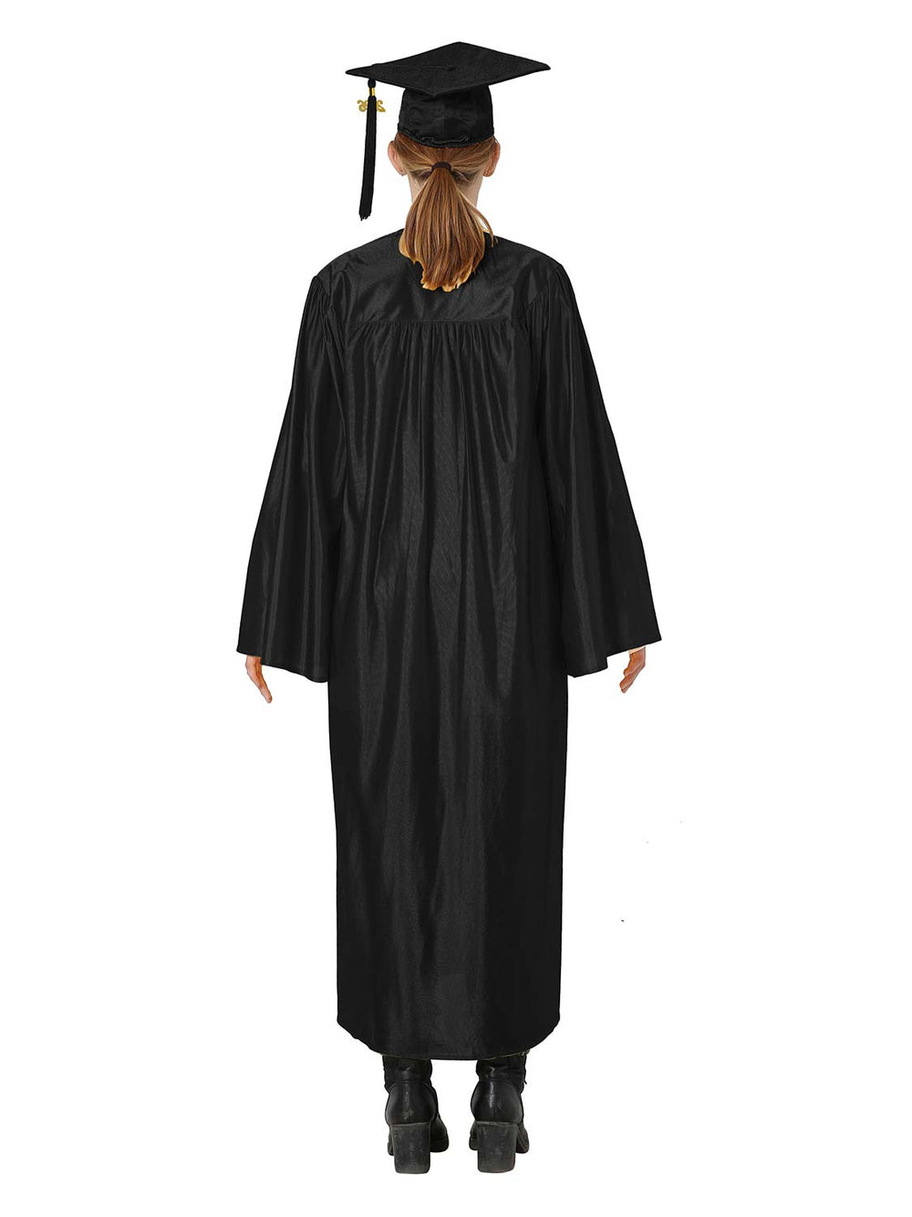 Shiny High School Graduation Cap and Gown Set - 12 Colors Available