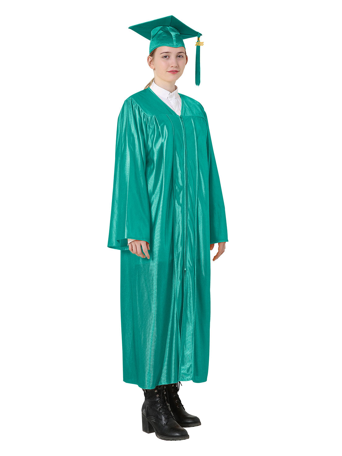 Shiny High School Graduation Cap and Gown Set - 12 Colors Available