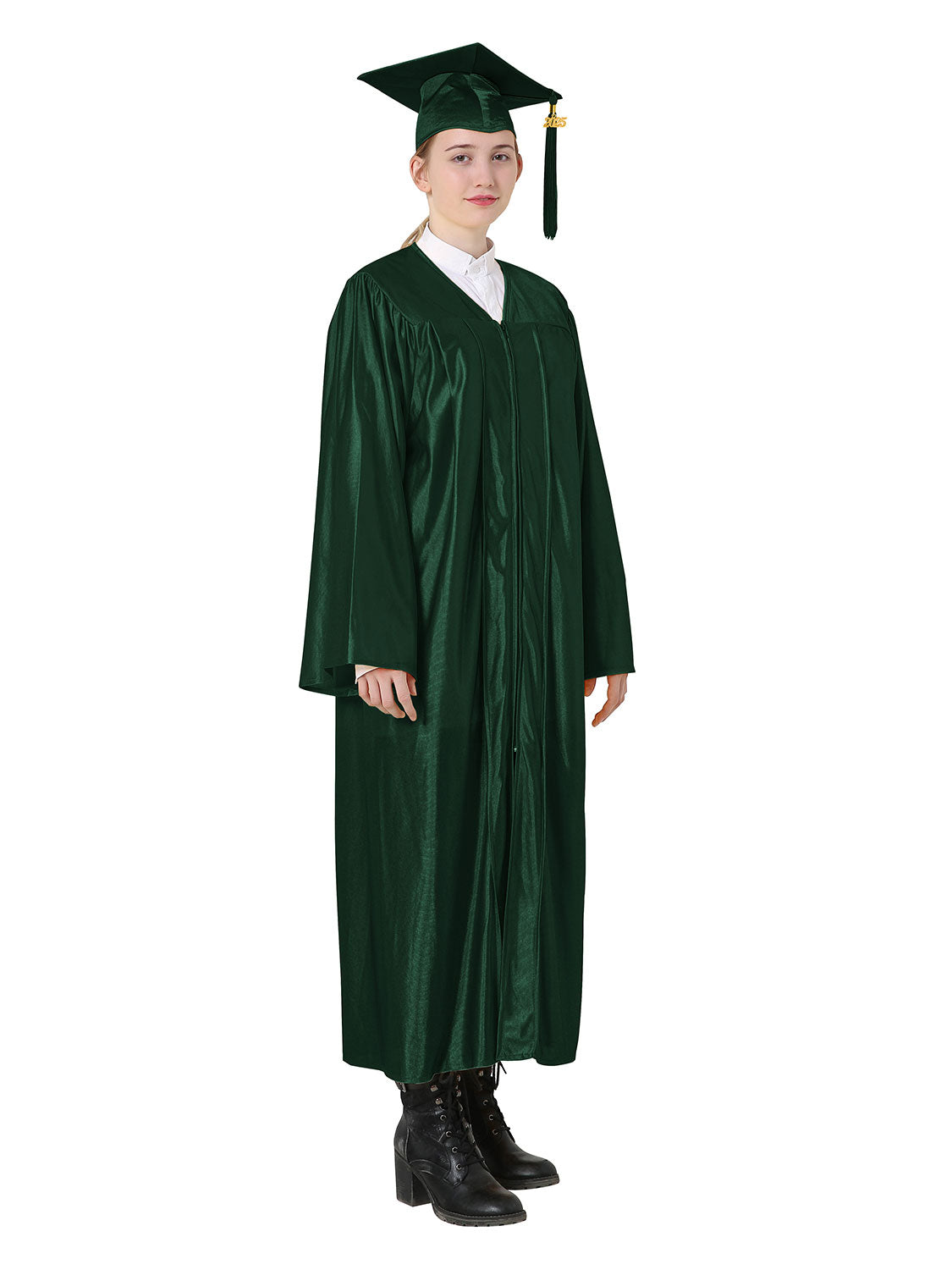 Shiny High School Graduation Cap and Gown Set - 12 Colors Available