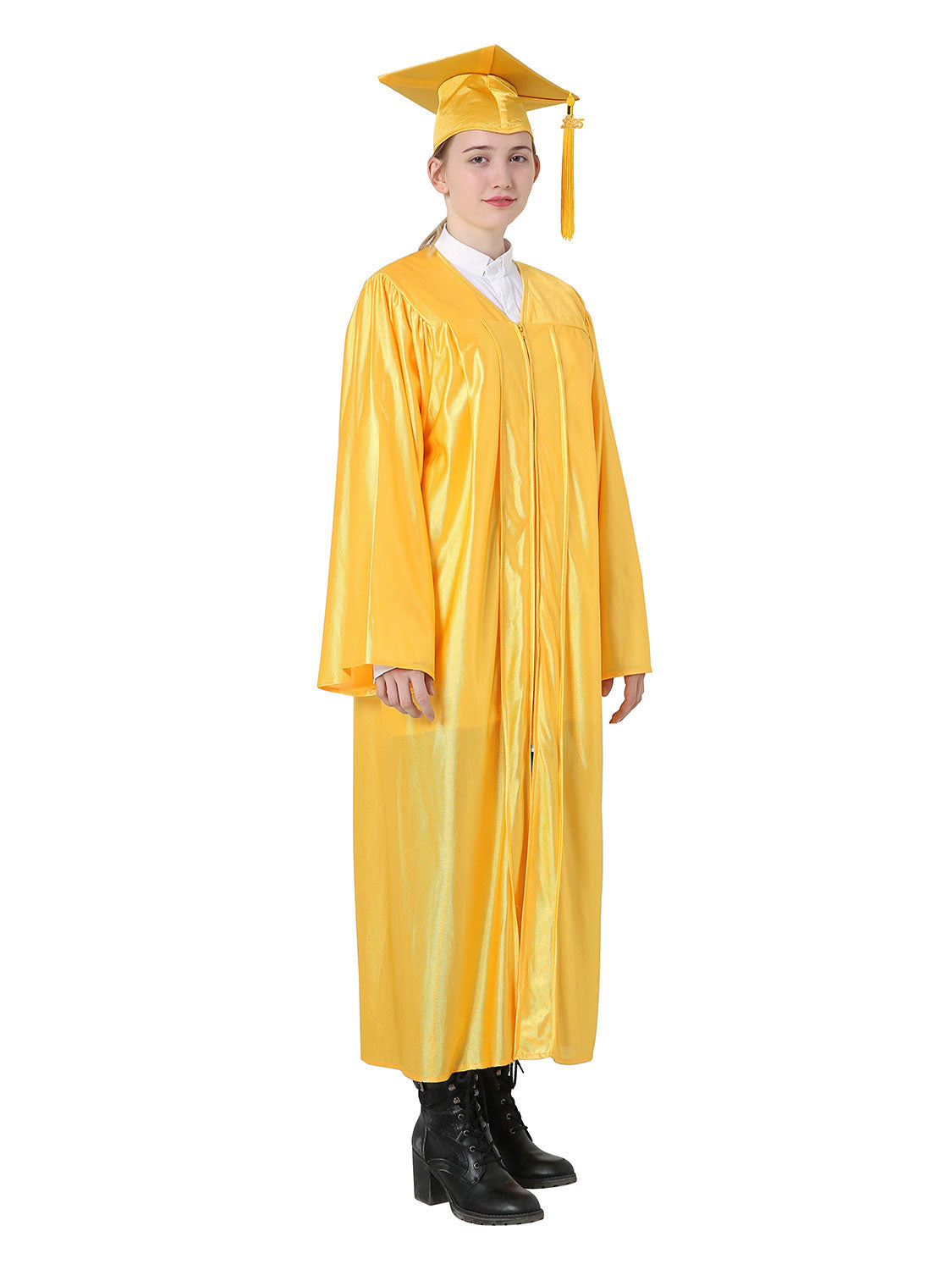 Shiny High School Graduation Cap and Gown Set - 12 Colors Available