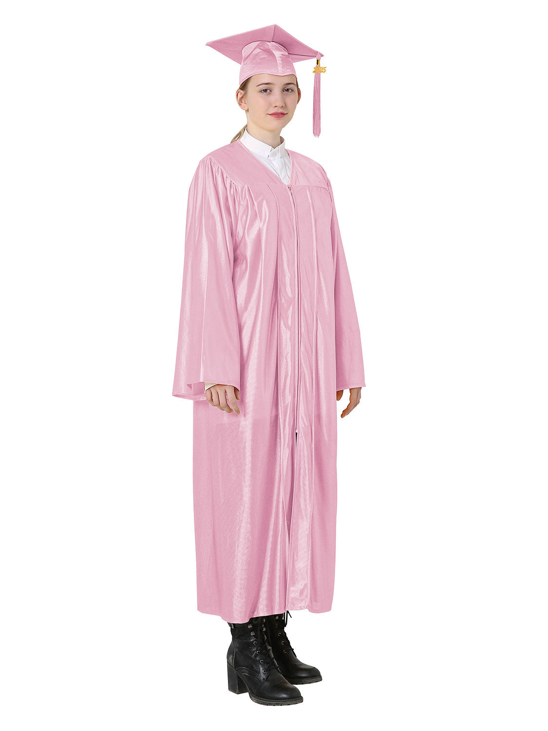 Shiny High School Graduation Cap and Gown Set - 12 Colors Available