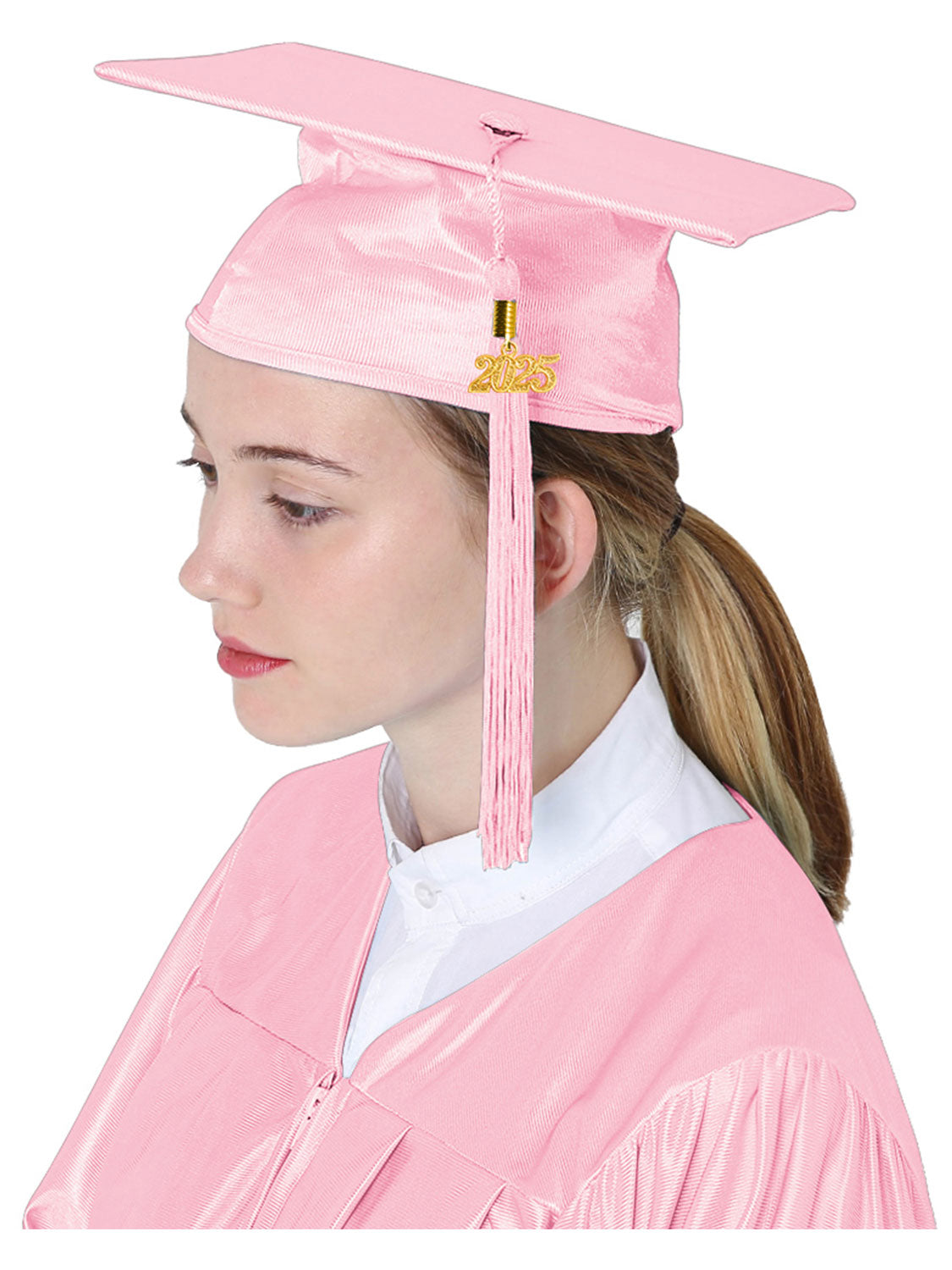 Shiny High School Graduation Cap and Gown Set - 12 Colors Available