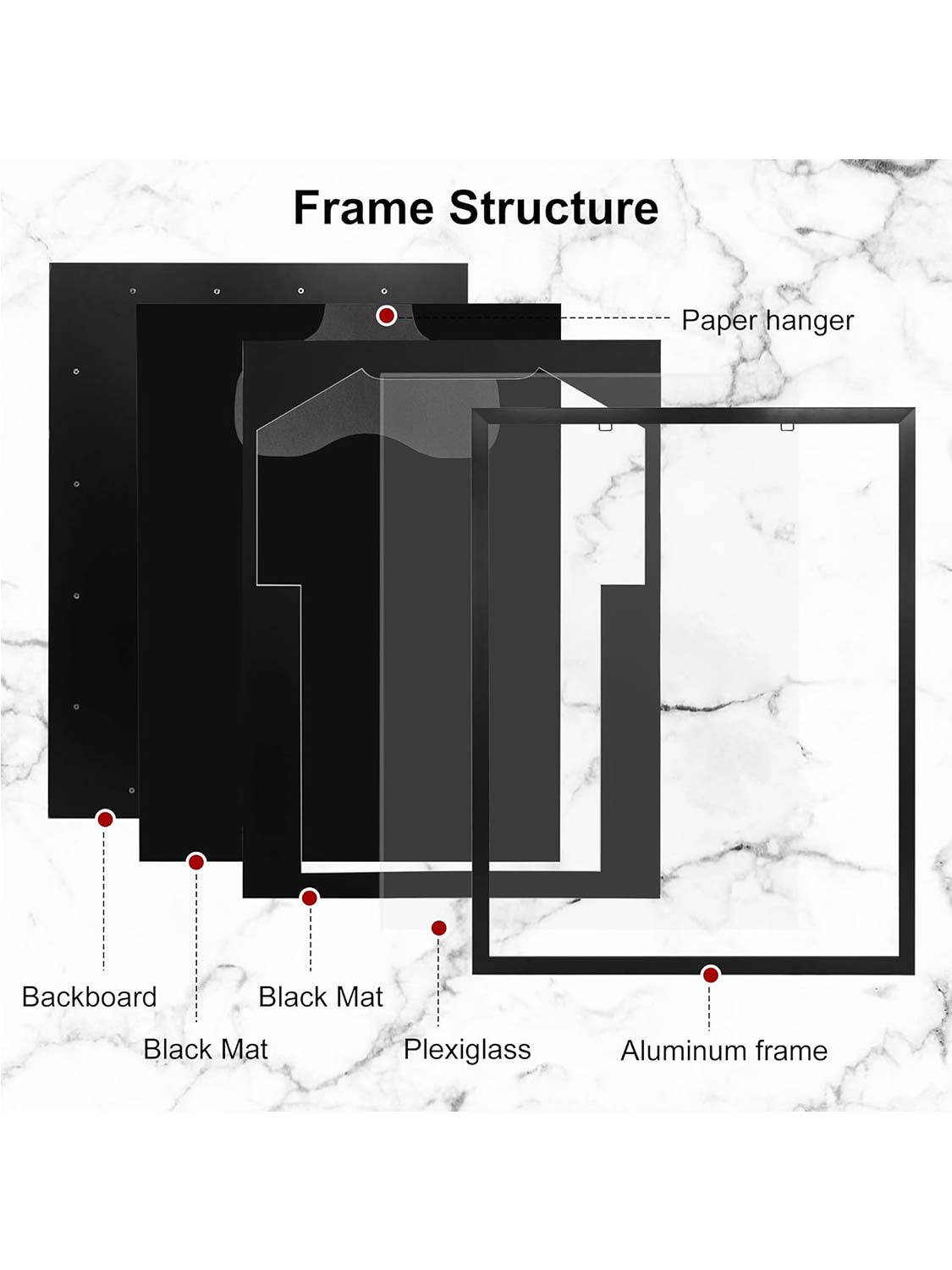 Aluminum Jersey Frame Display Case with Mat Hanger & Plexiglass - 2 Sizes Available