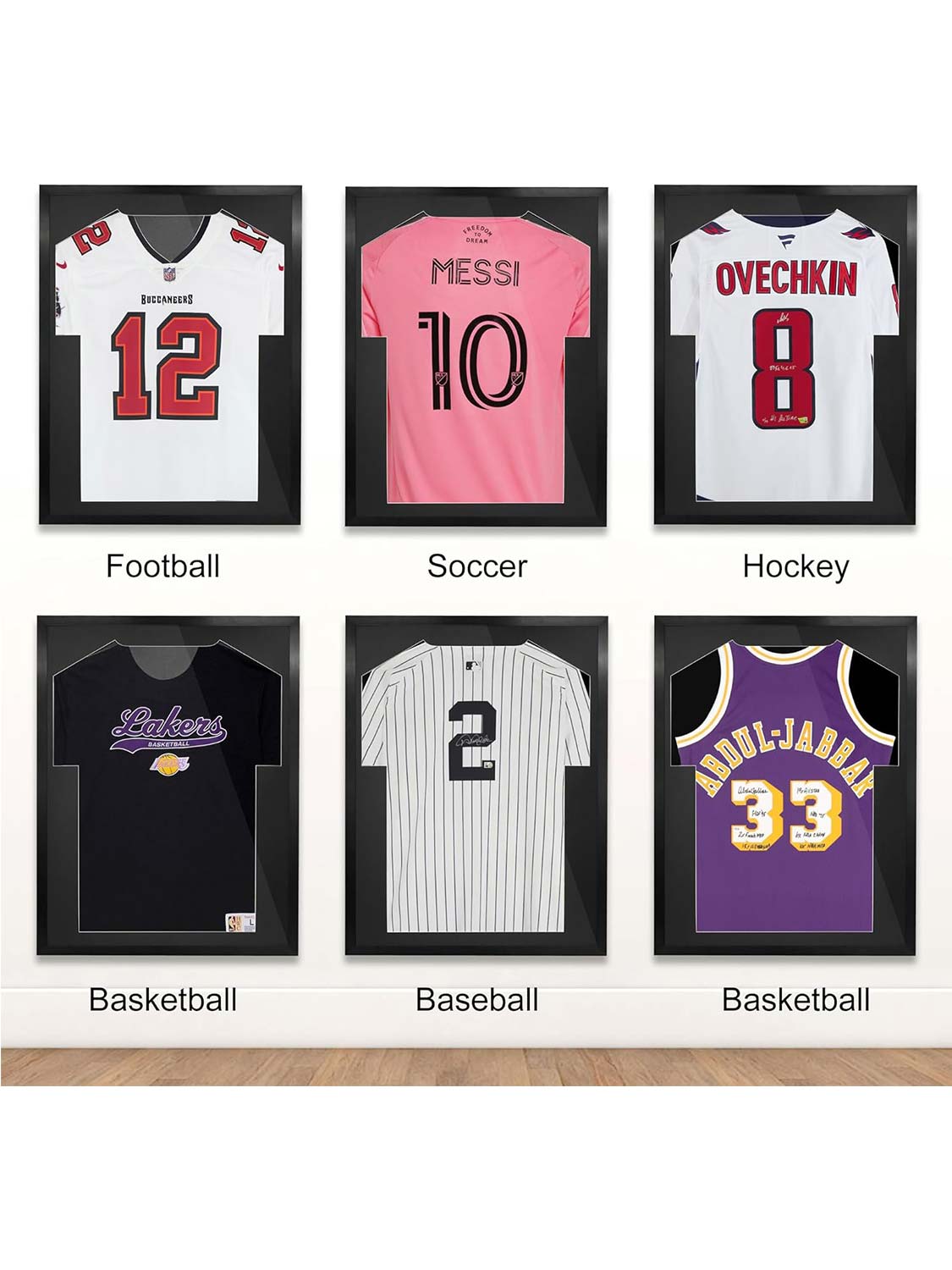 Aluminum Jersey Frame Display Case with Mat Hanger & Plexiglass - 2 Sizes Available