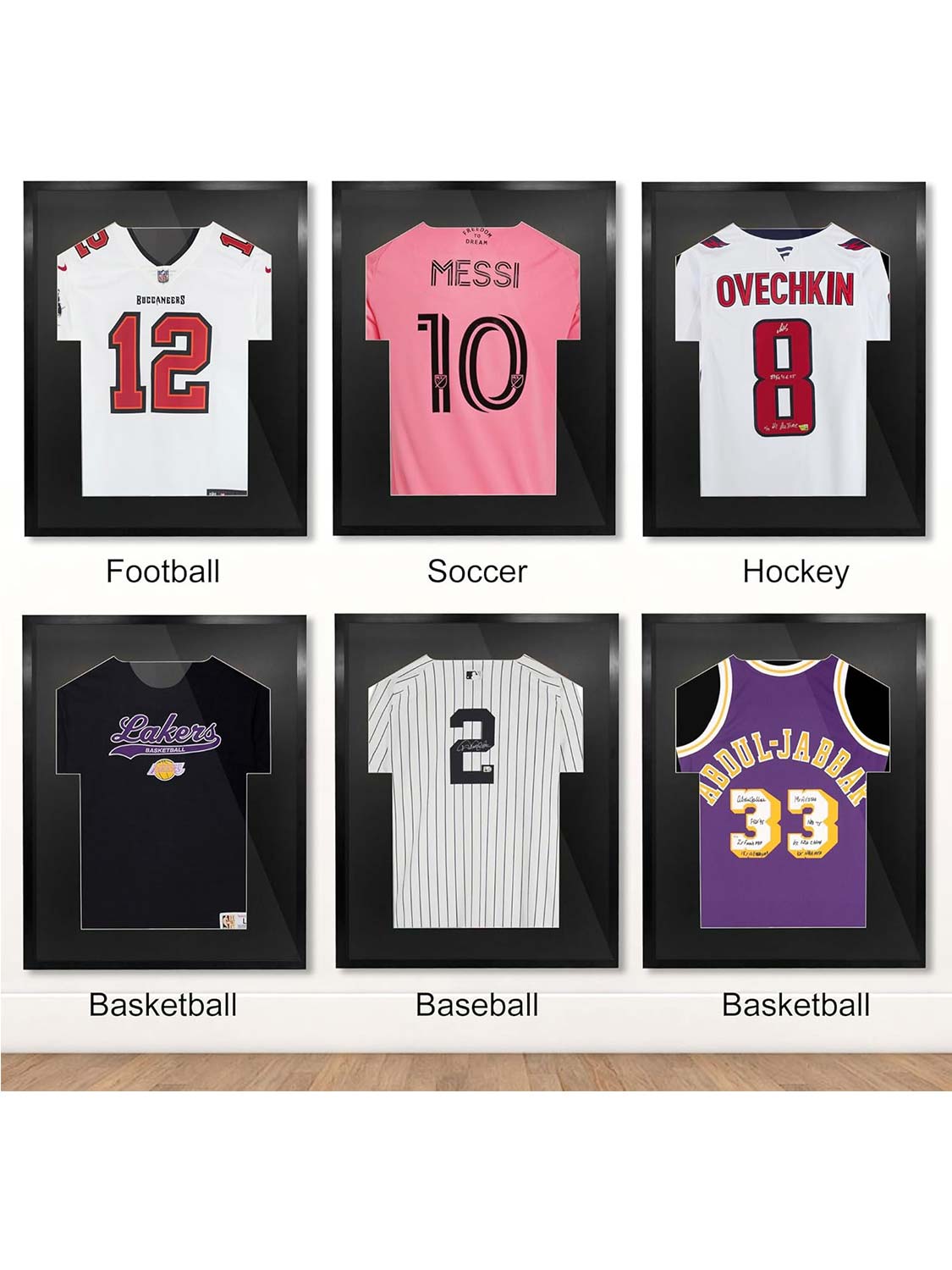 Aluminum Jersey Frame Display Case with Mat Hanger & Plexiglass - 2 Sizes Available