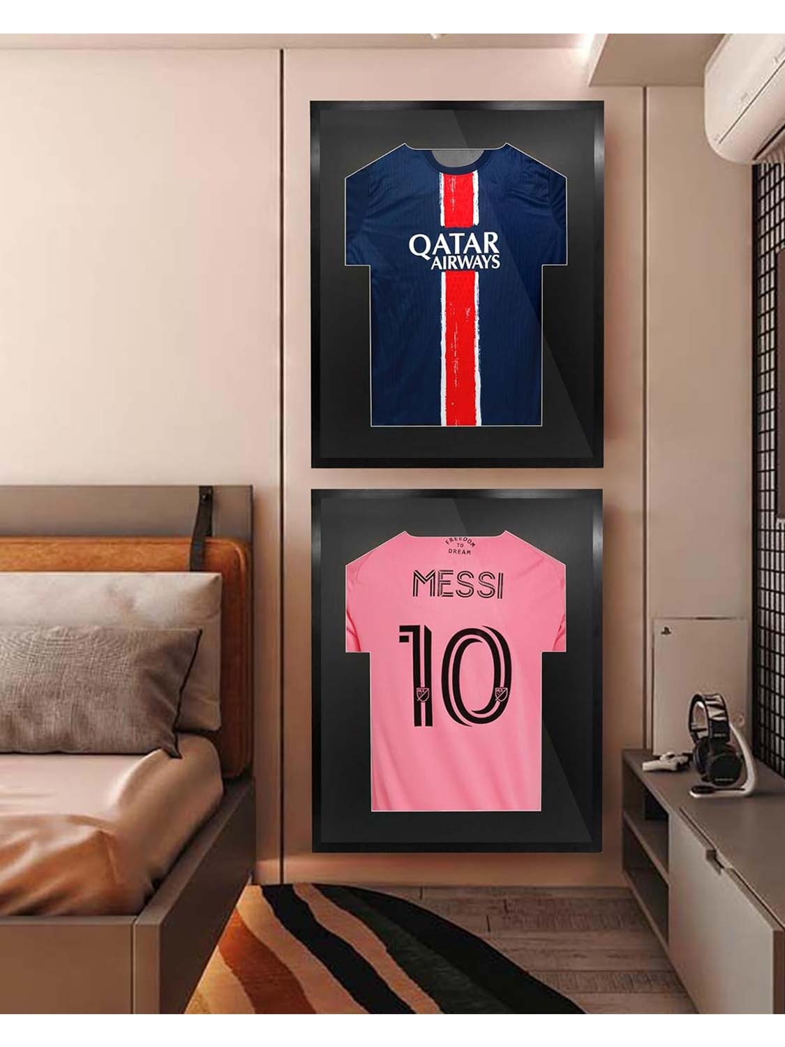 Aluminum Jersey Frame Display Case with Mat Hanger & Plexiglass - 2 Sizes Available