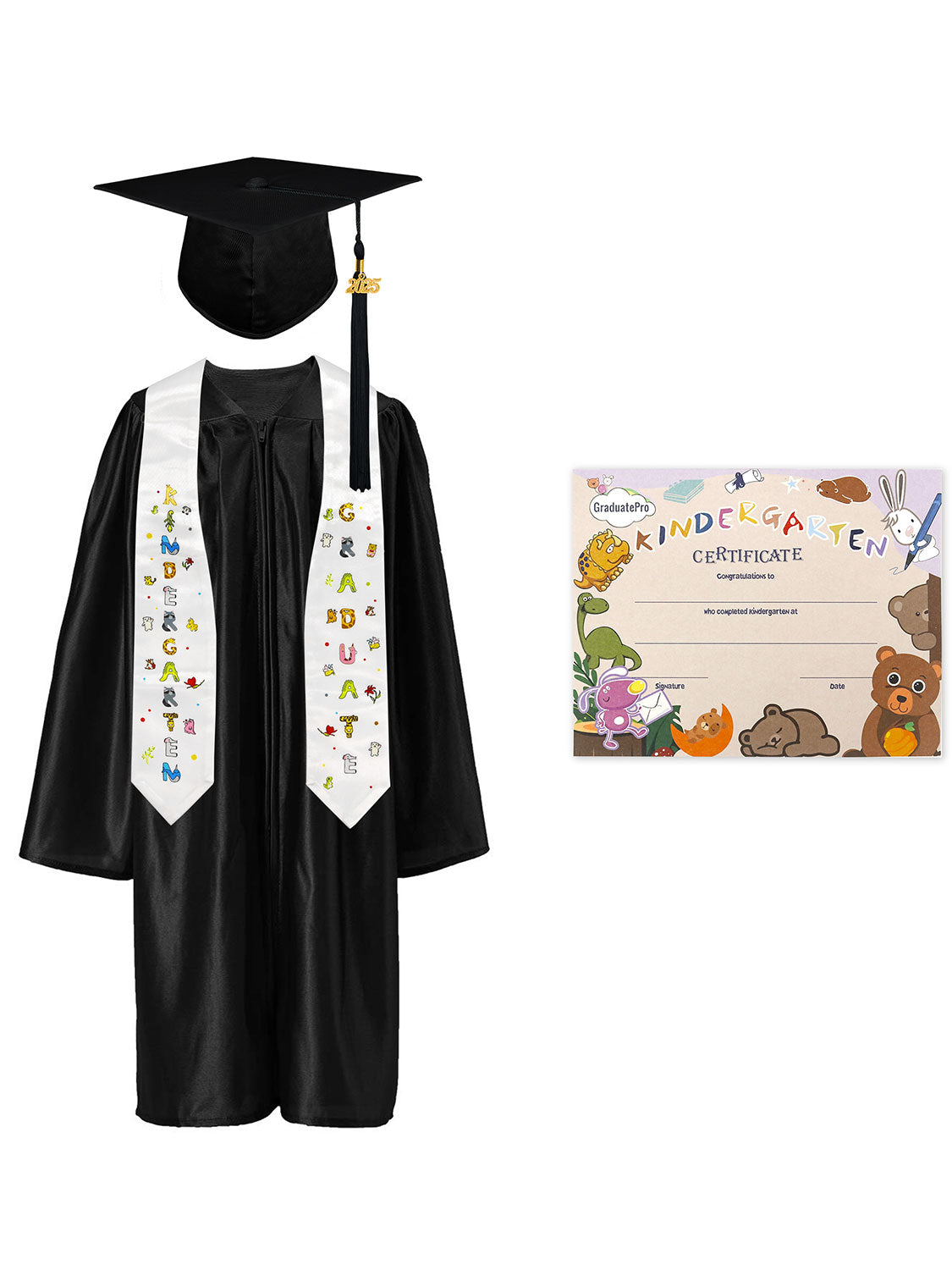 Kindergarten Graduation Cap and Gown Package with Stole Certificate