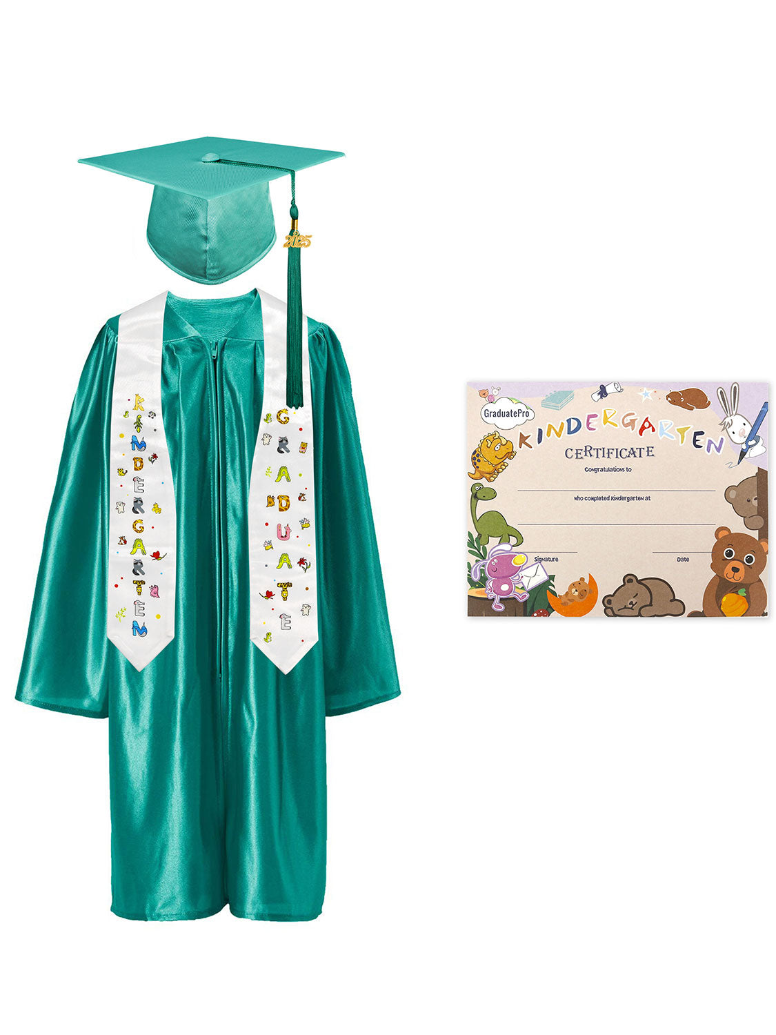 Kindergarten Graduation Cap and Gown Package with Stole Certificate