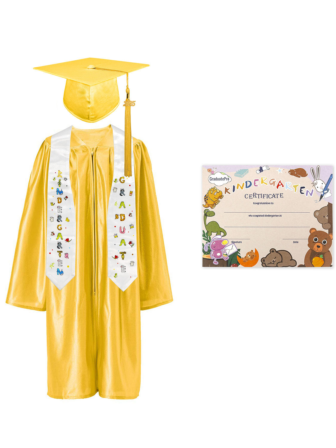 Kindergarten Graduation Cap and Gown Package with Stole Certificate