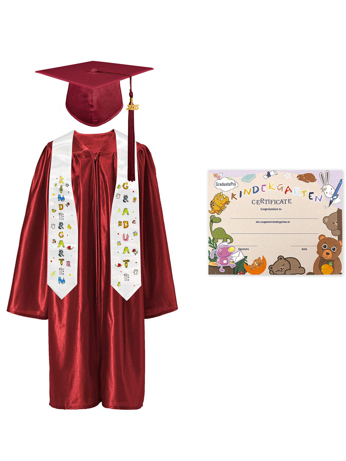 Kindergarten Graduation Cap and Gown Package with Stole Certificate