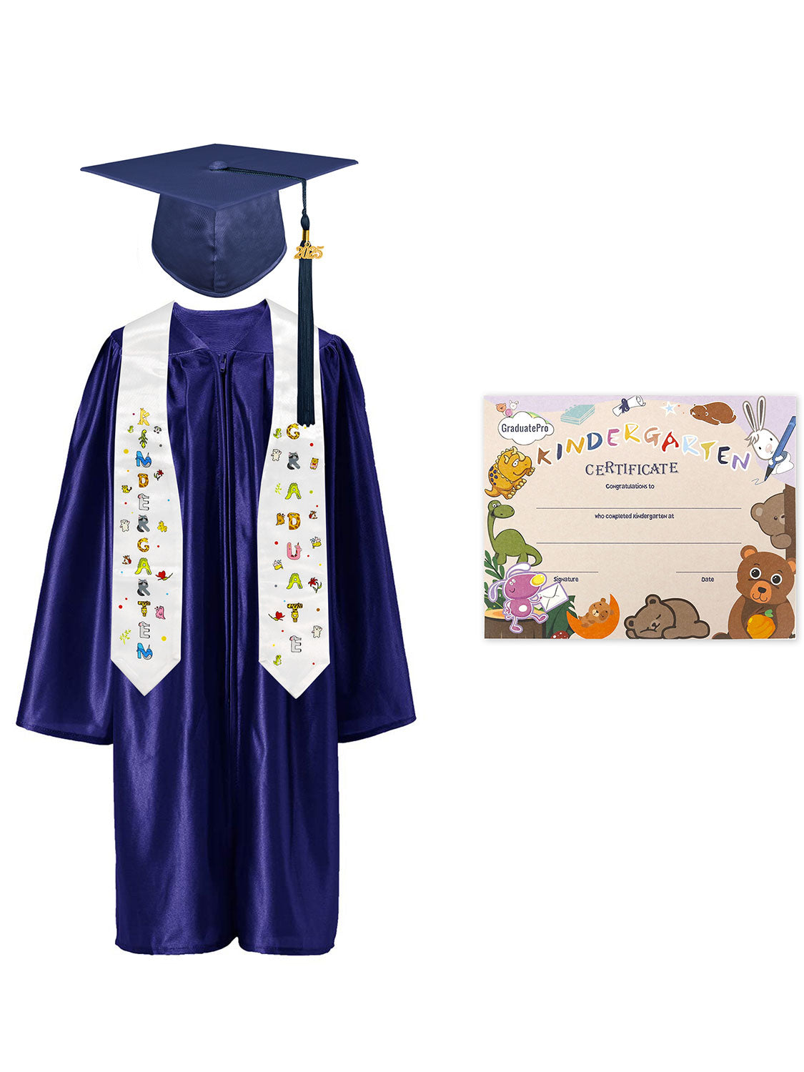 Kindergarten Graduation Cap and Gown Package with Stole Certificate