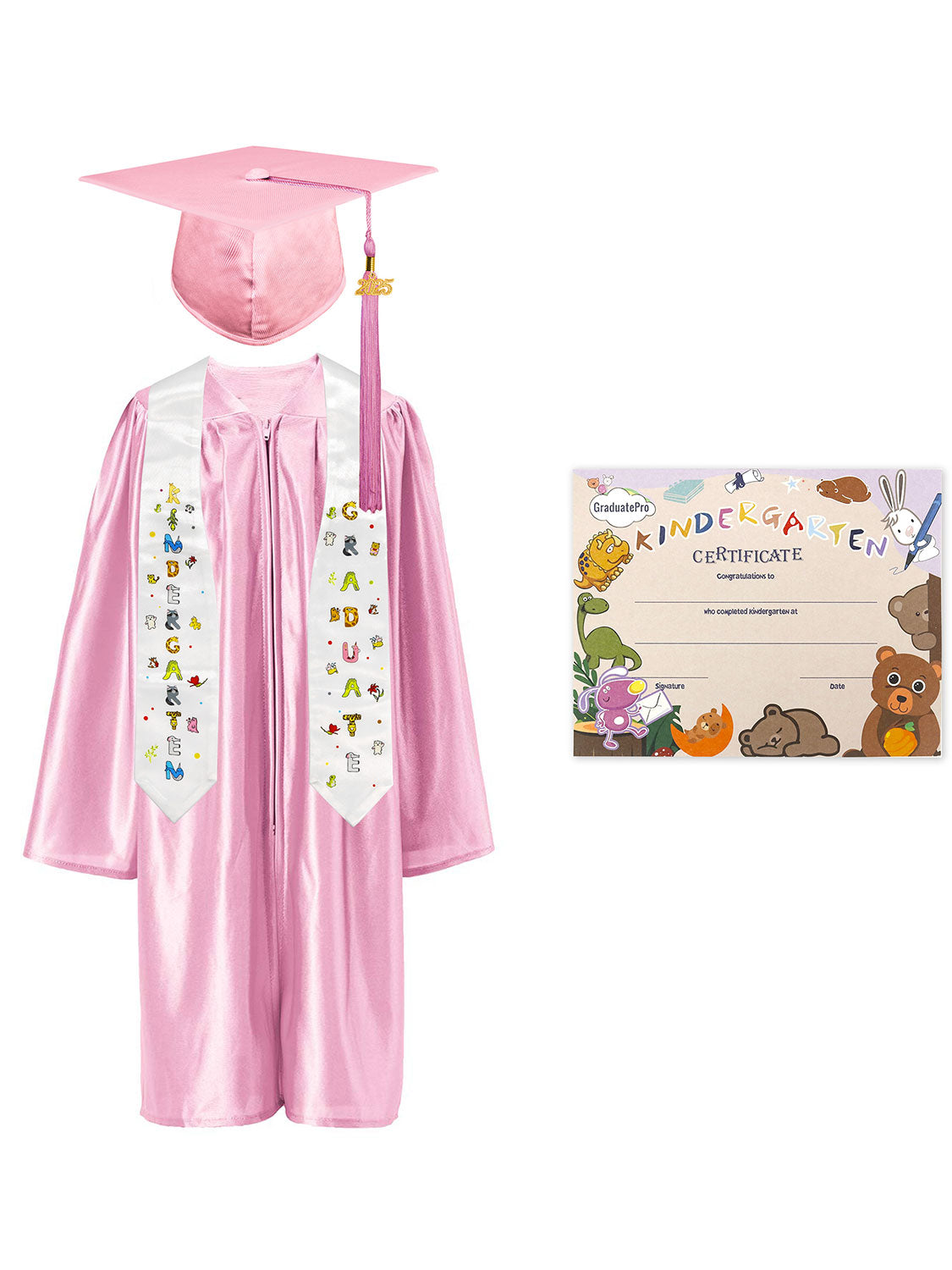 Kindergarten Graduation Cap and Gown Package with Stole Certificate