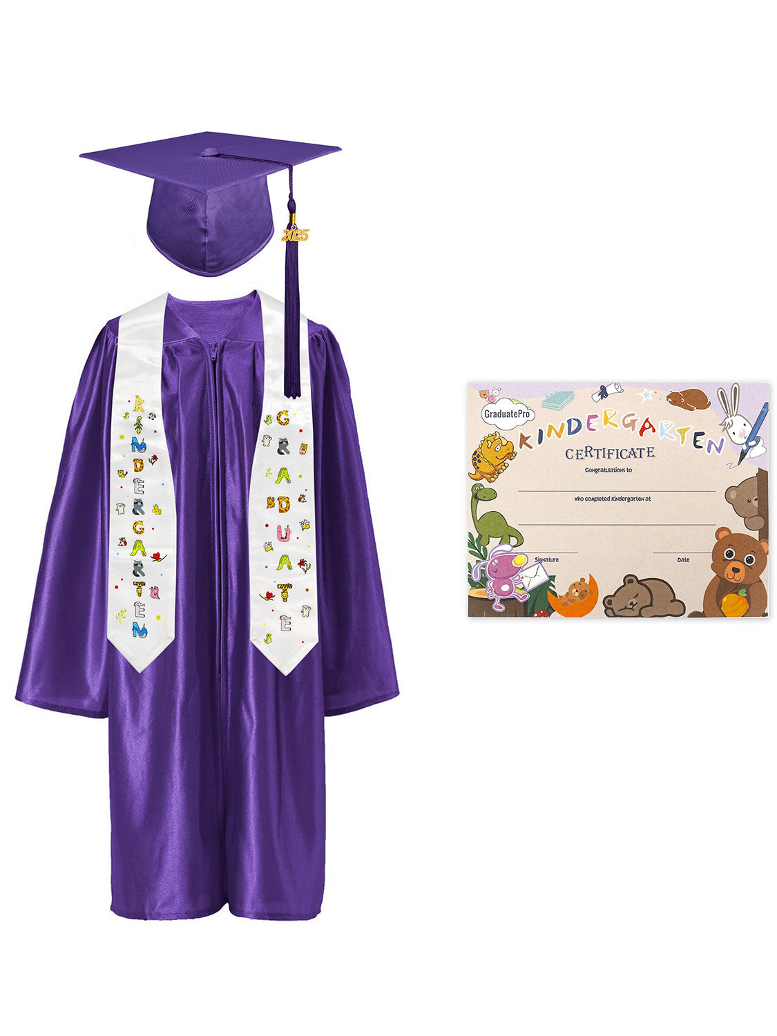 Kindergarten Graduation Cap and Gown Package with Stole Certificate