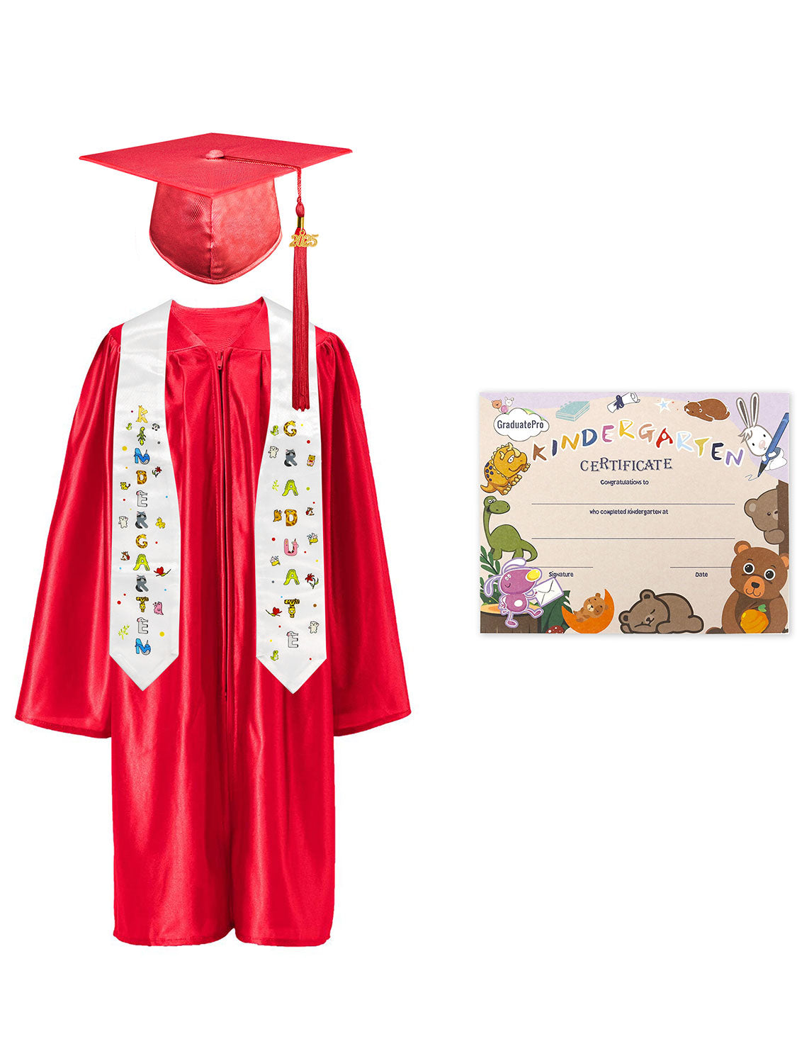 Kindergarten Graduation Cap and Gown Package with Stole Certificate