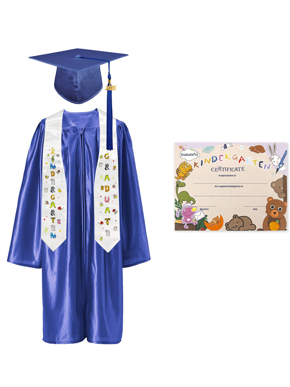 Kindergarten Graduation Cap and Gown Package with Stole Certificate