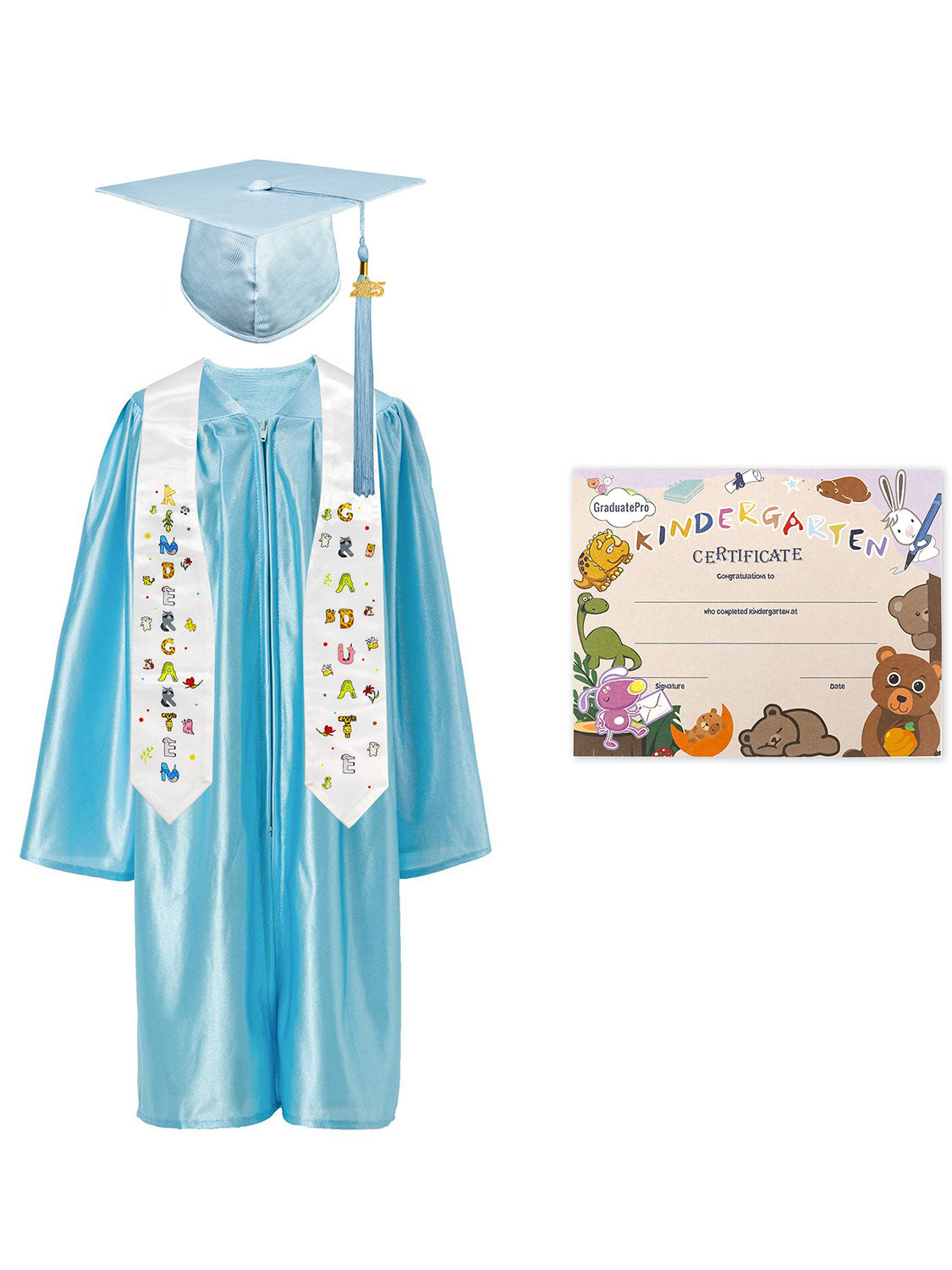 Kindergarten Graduation Cap and Gown Package with Stole Certificate