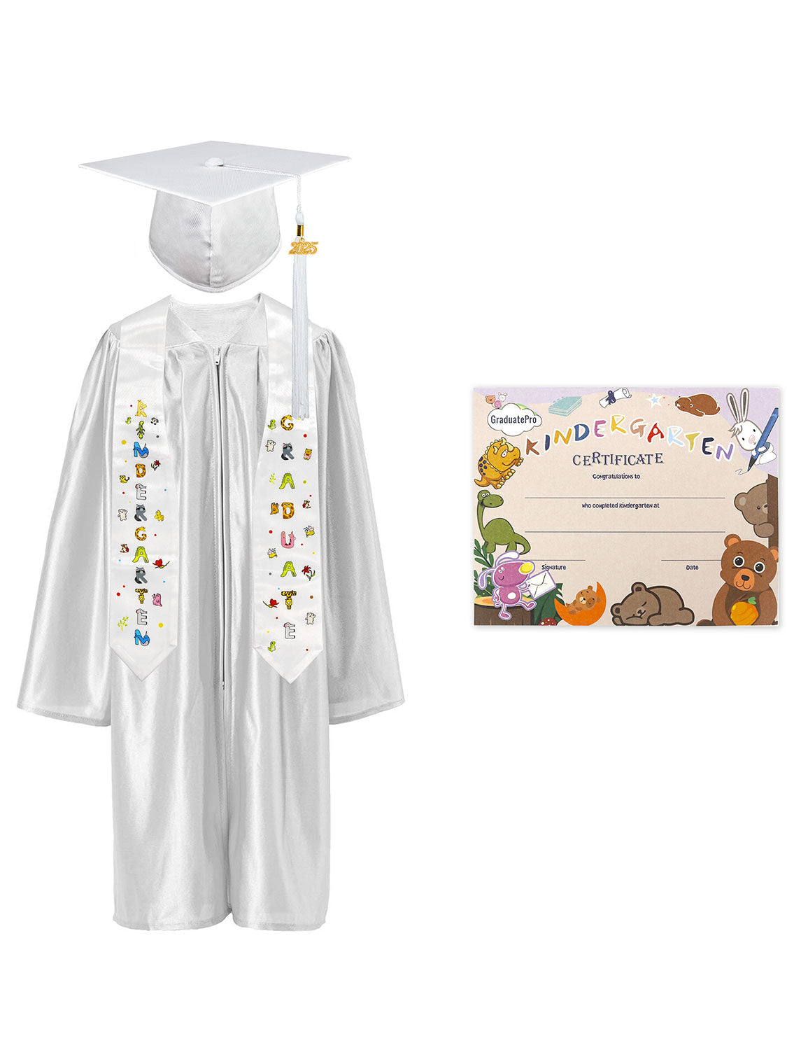 Kindergarten Graduation Cap and Gown Package with Stole Certificate