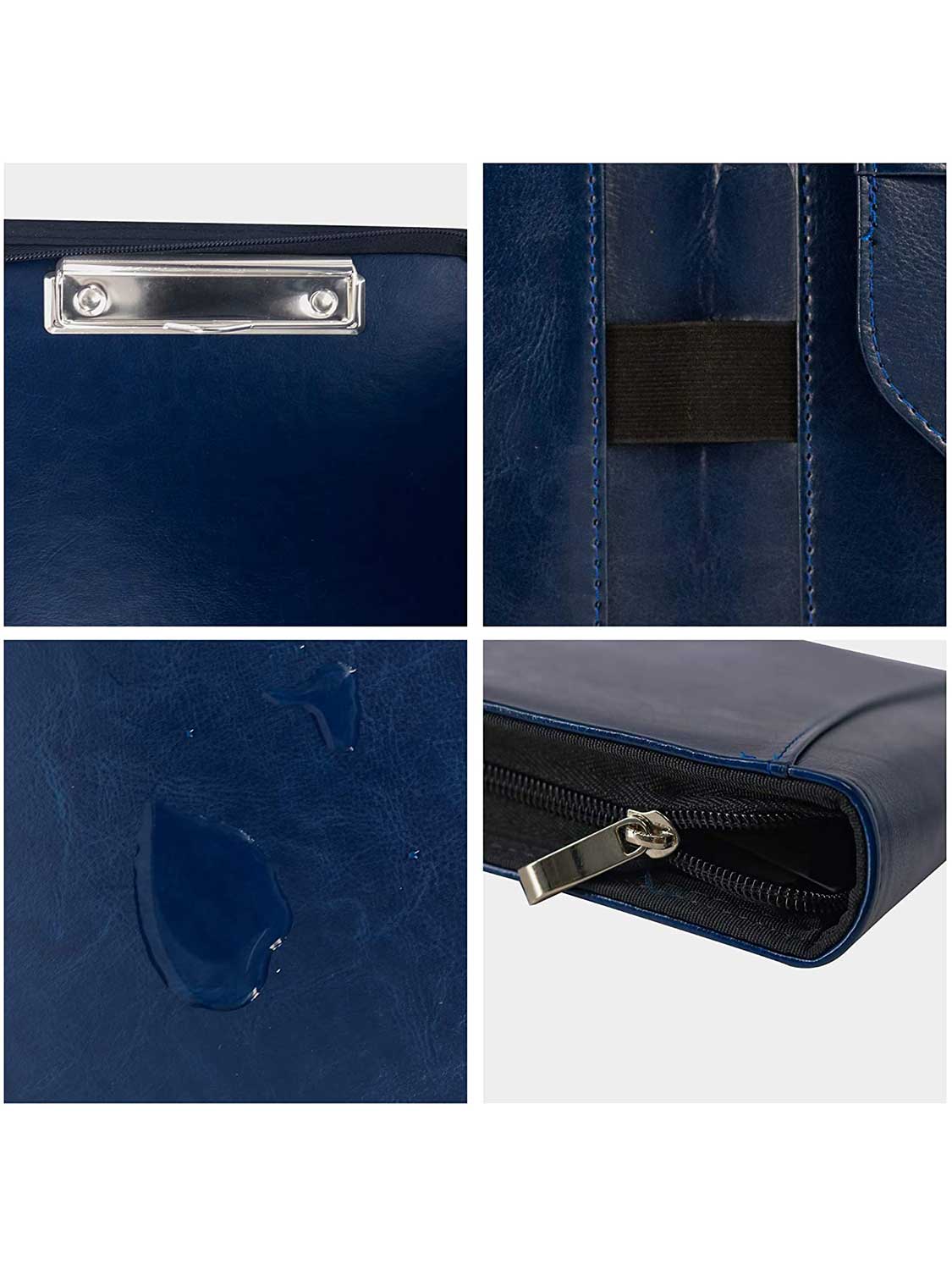 Zippered Leather Business Padfolio Notebook - 3 Colors Available