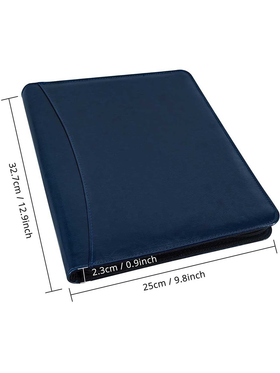 Zippered Leather Business Padfolio Notebook - 3 Colors Available