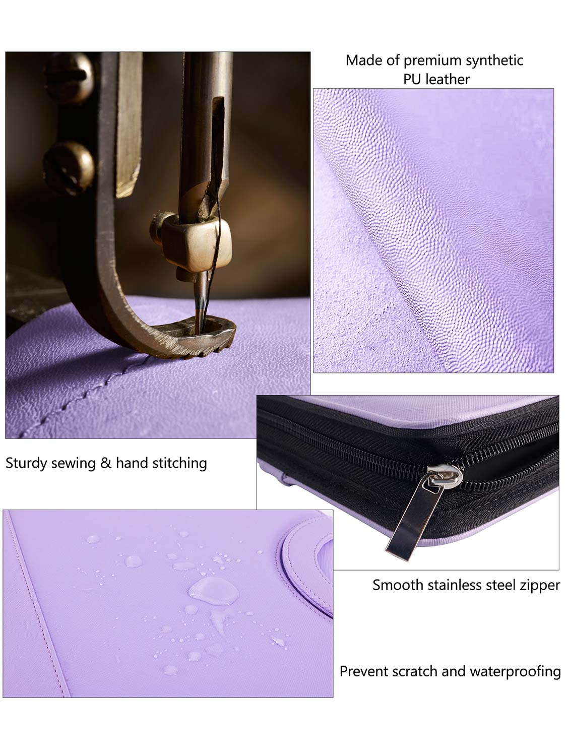 Women Zippered Leather Padfolio Portfolio with Hidden Handle - 2 Colors Available