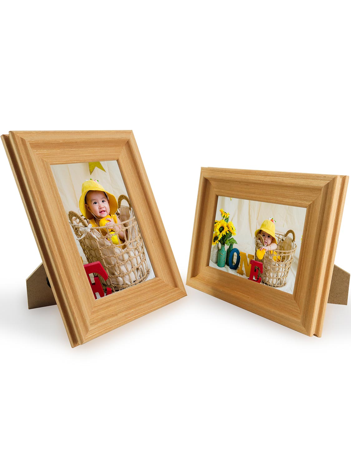 Solid Wood Picture Frame with Real Glass Set of 2 - Various Colors & Sizes Available