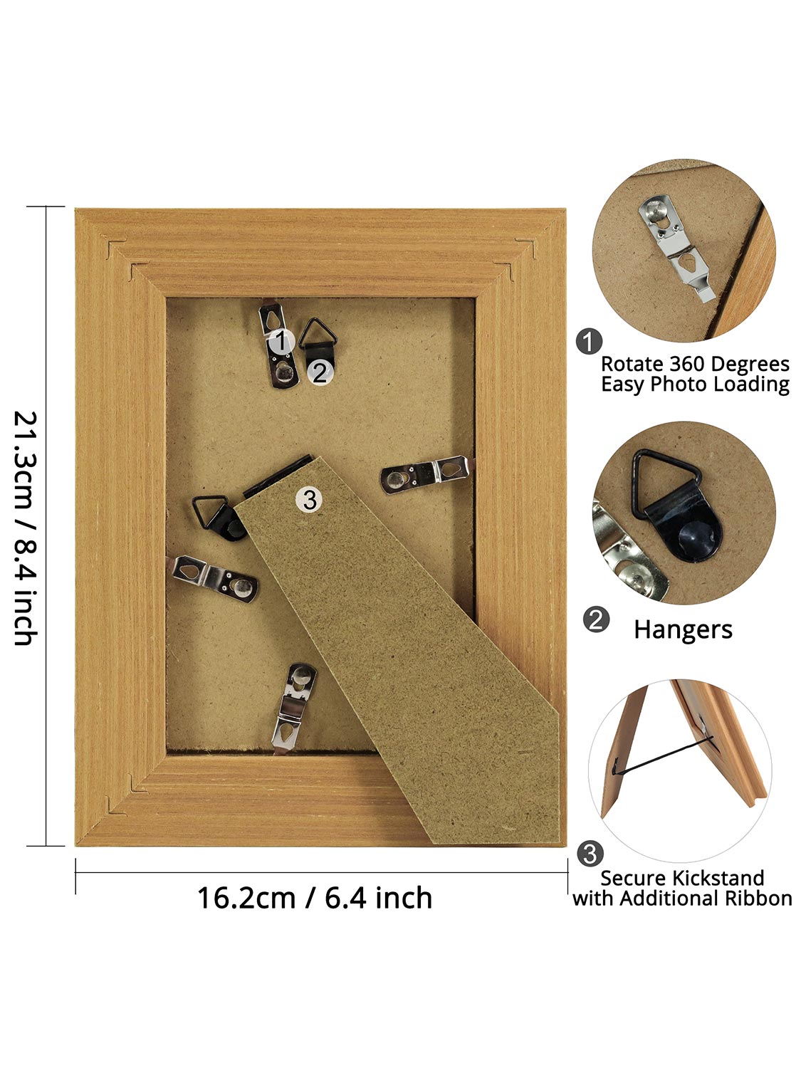 Solid Wood Picture Frame with Real Glass Set of 2 - Various Colors & Sizes Available