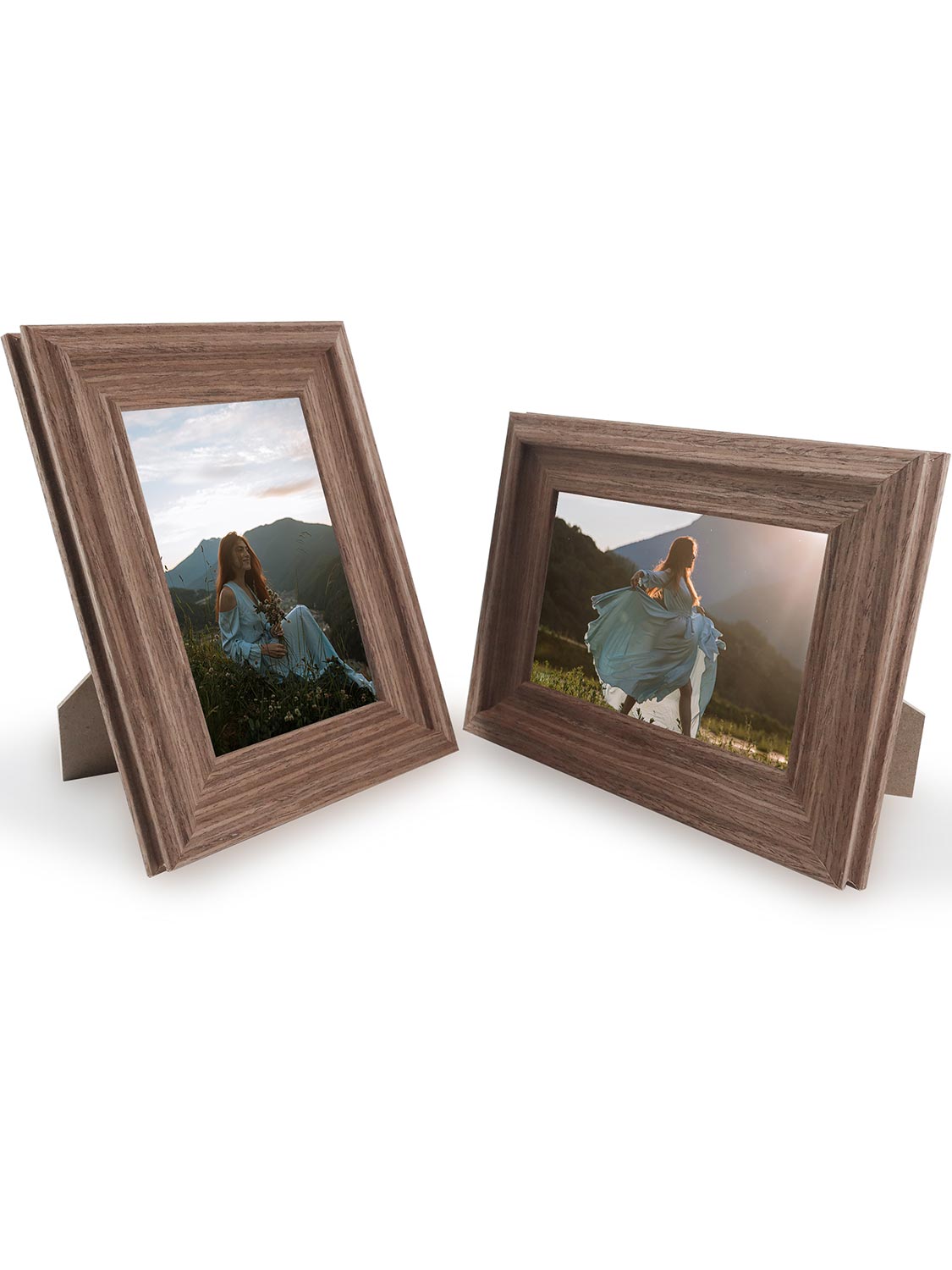 Solid Wood Picture Frame with Real Glass Set of 2 - Various Colors & Sizes Available