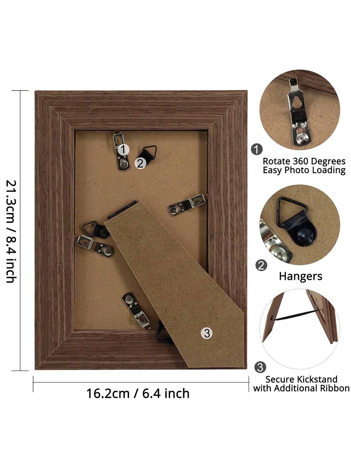 Solid Wood Picture Frame with Real Glass Set of 2 - Various Colors & Sizes Available