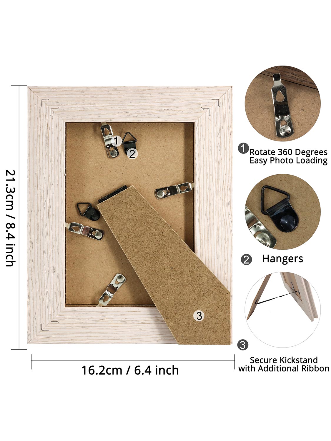 Solid Wood Picture Frame with Real Glass Set of 2 - Various Colors & Sizes Available