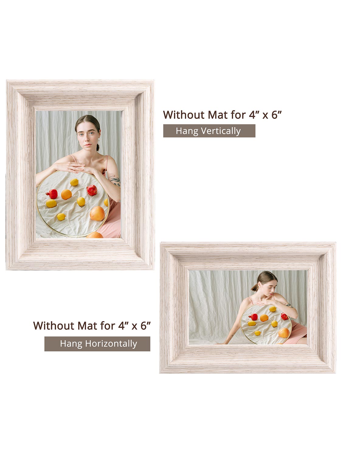 Solid Wood Picture Frame with Real Glass Set of 2 - Various Colors & Sizes Available