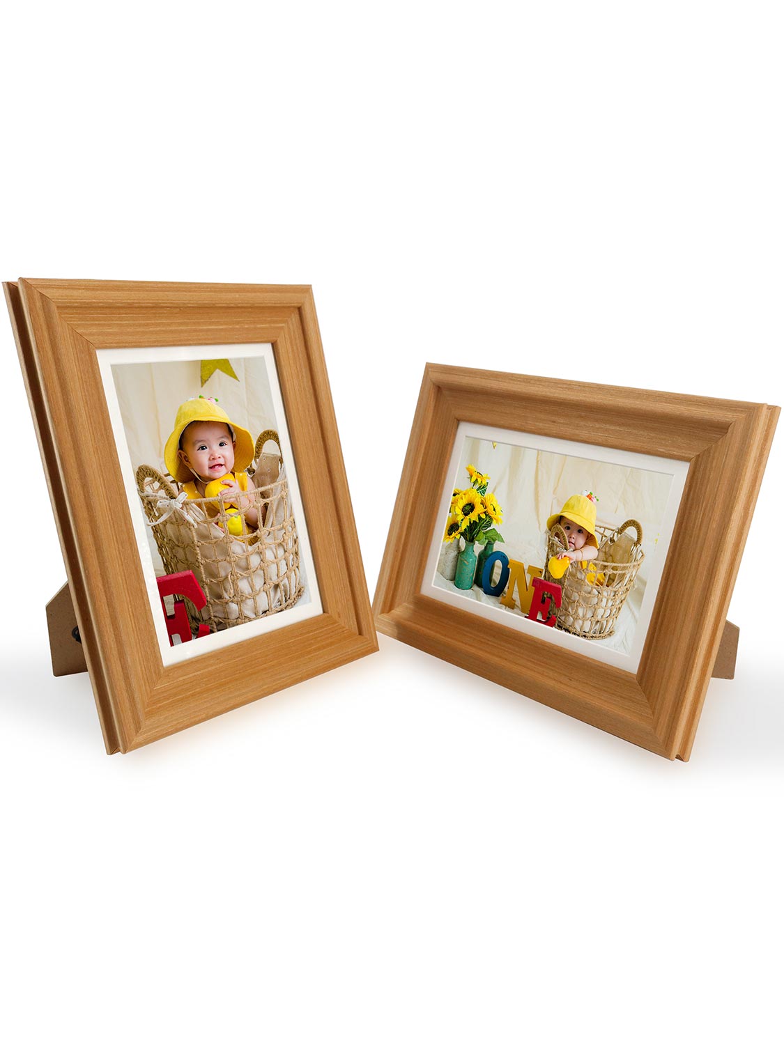 Solid Wood Picture Frame with Real Glass Set of 2 - Various Colors & Sizes Available