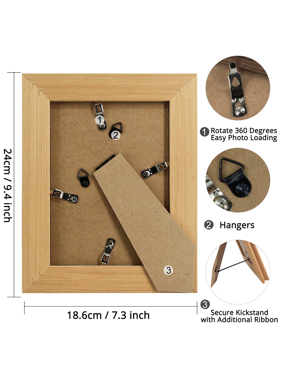 Solid Wood Picture Frame with Real Glass Set of 2 - Various Colors & Sizes Available