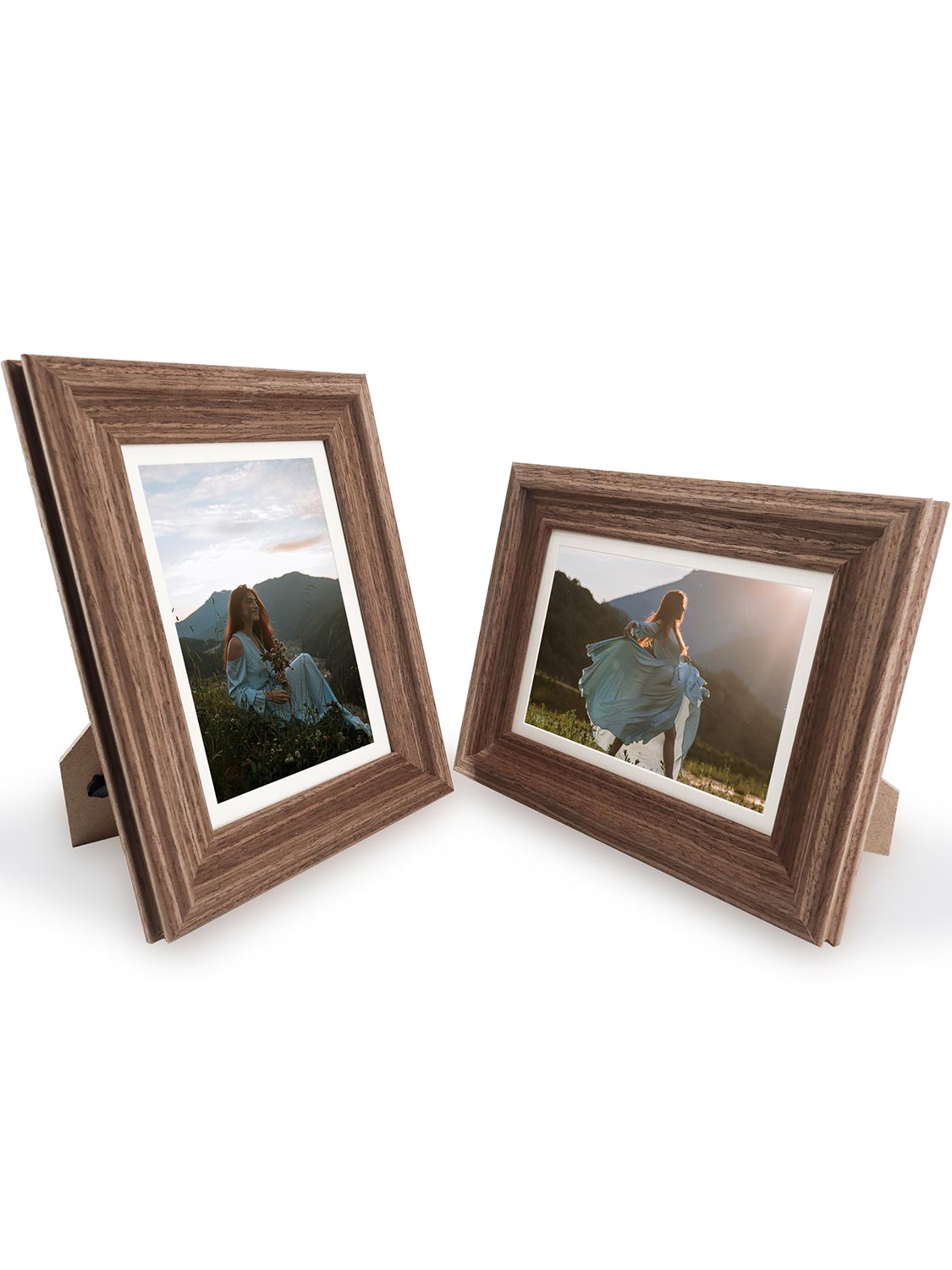 Solid Wood Picture Frame with Real Glass Set of 2 - Various Colors & Sizes Available