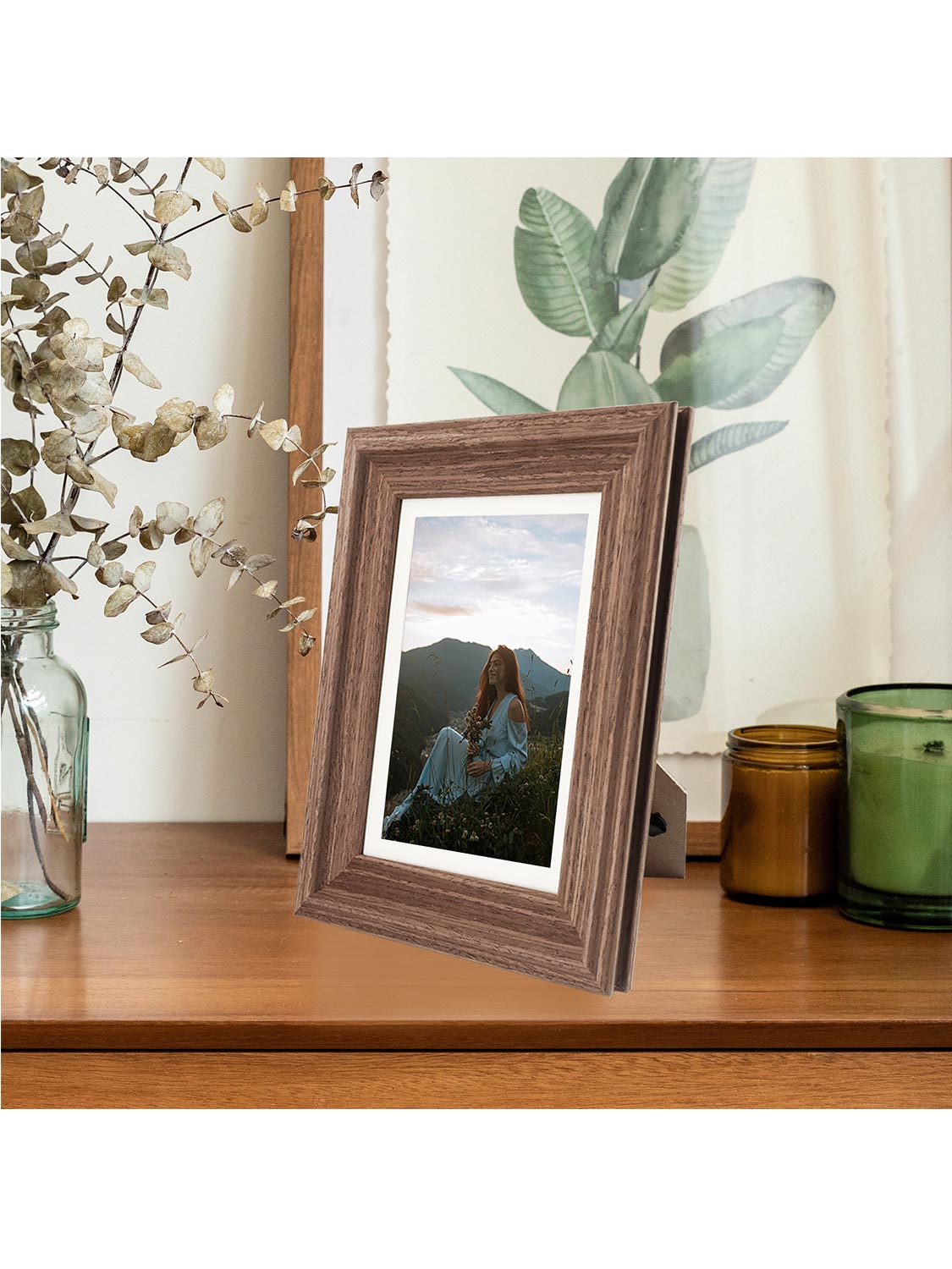 Solid Wood Picture Frame with Real Glass Set of 2 - Various Colors & Sizes Available