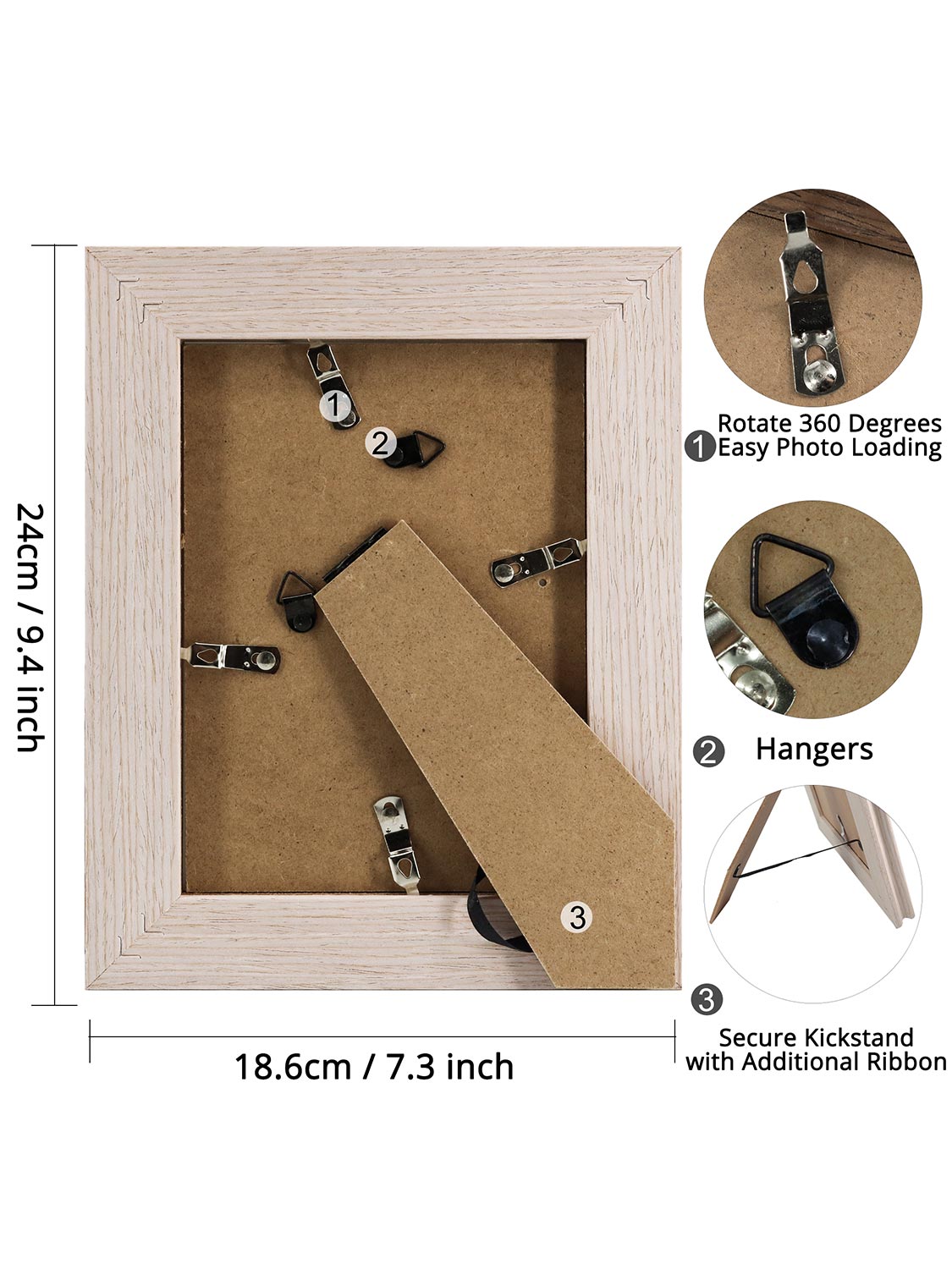 Solid Wood Picture Frame with Real Glass Set of 2 - Various Colors & Sizes Available