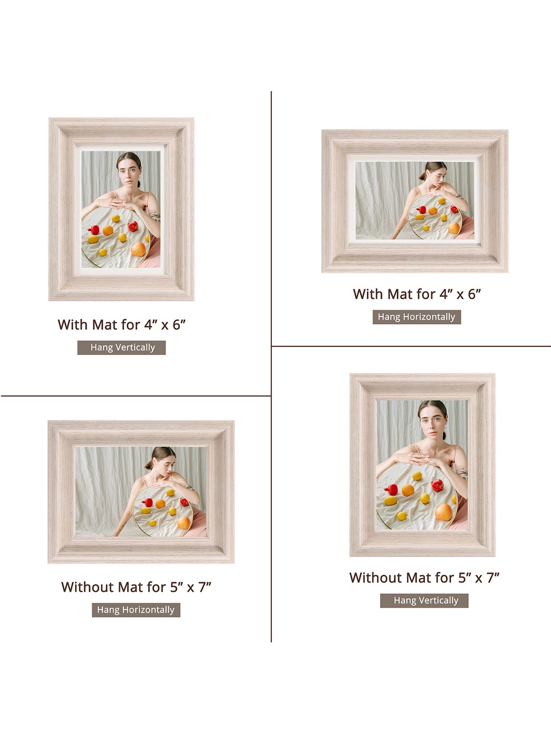 Solid Wood Picture Frame with Real Glass Set of 2 - Various Colors & Sizes Available